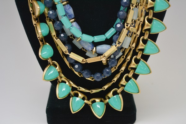 Stella & Dot Gold Tone Multi-Strand Bead Statement Necklace and Bracelet