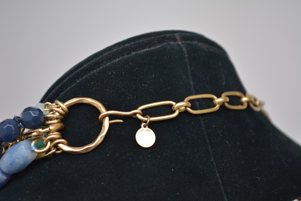 Stella & Dot Gold Tone Multi-Strand Bead Statement Necklace and Bracelet