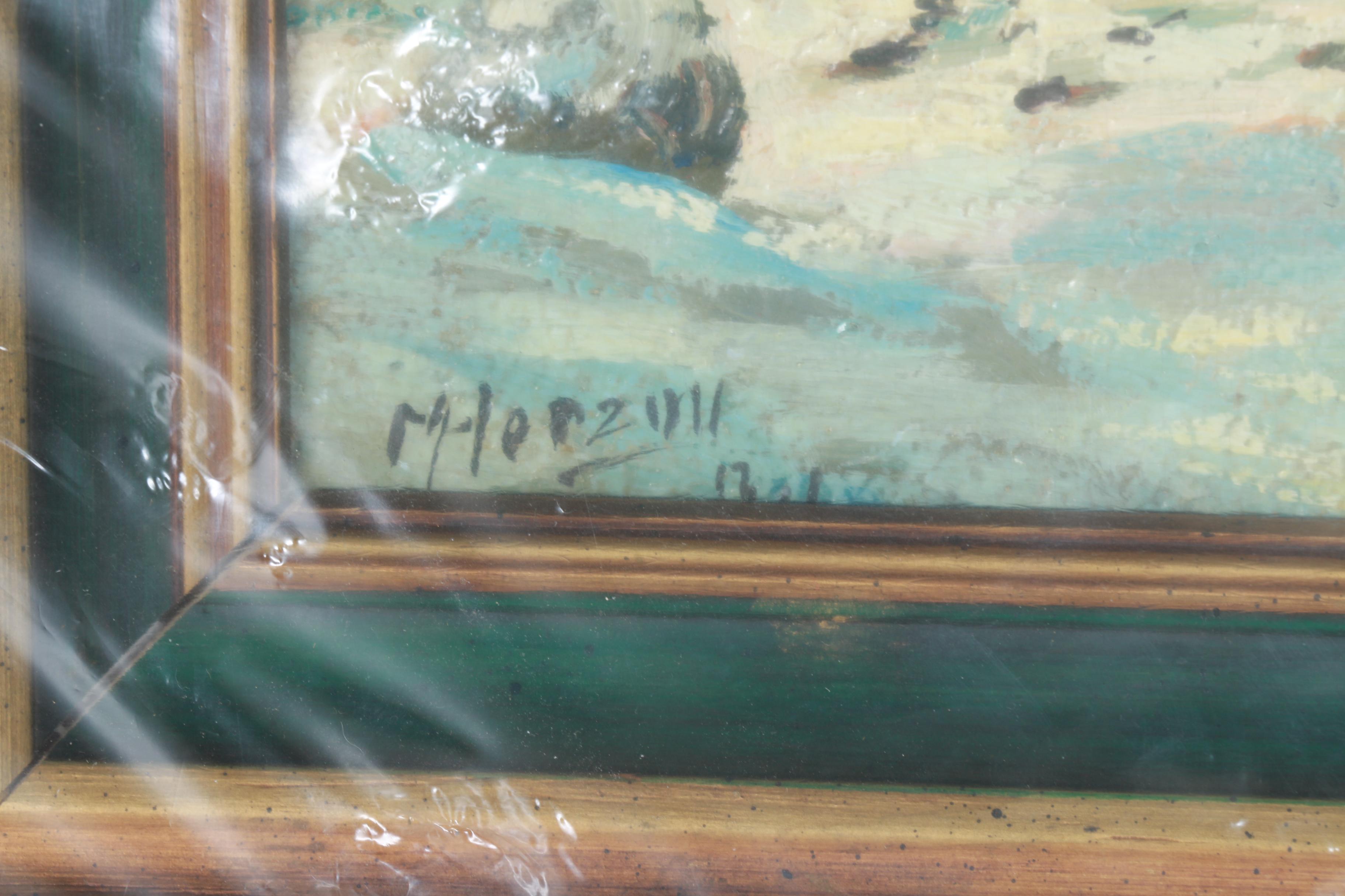 Oil on Canvas Lakeside Landscape by Max Herzog