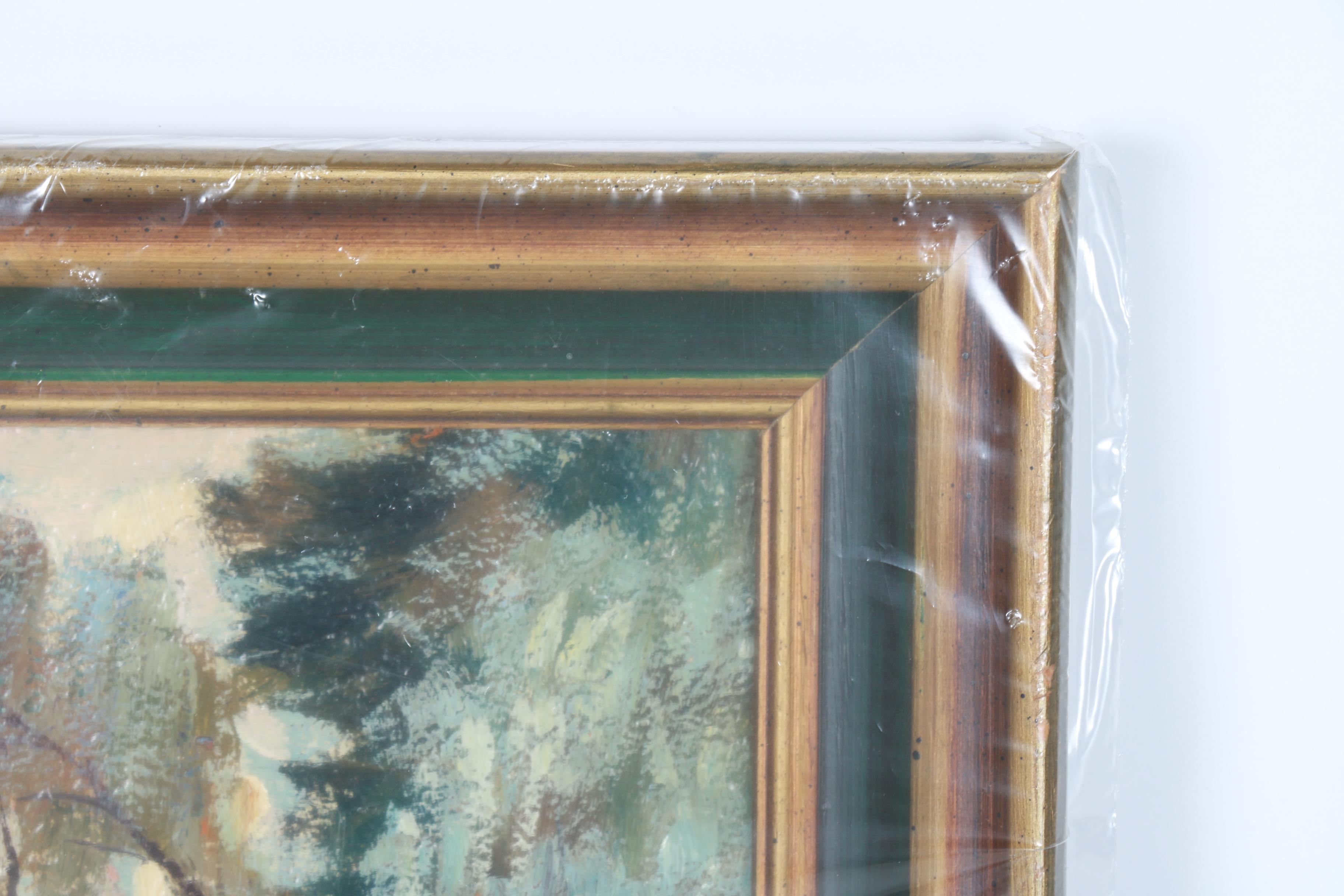 Oil on Canvas Lakeside Landscape by Max Herzog