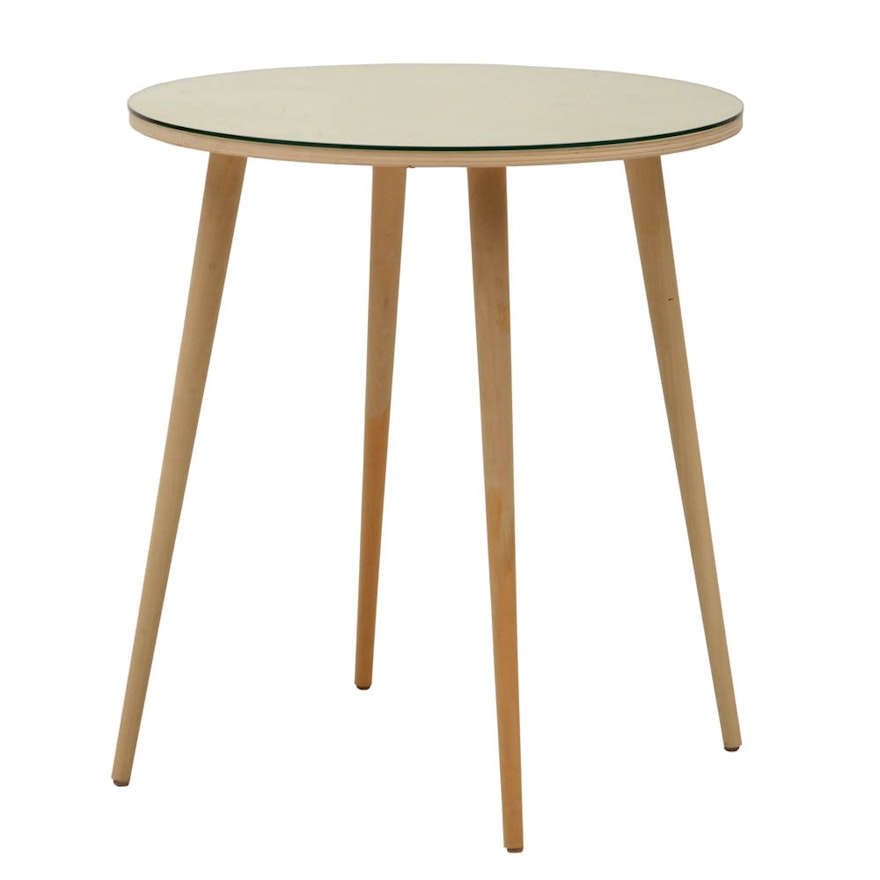 Glass Top Round Wood Table