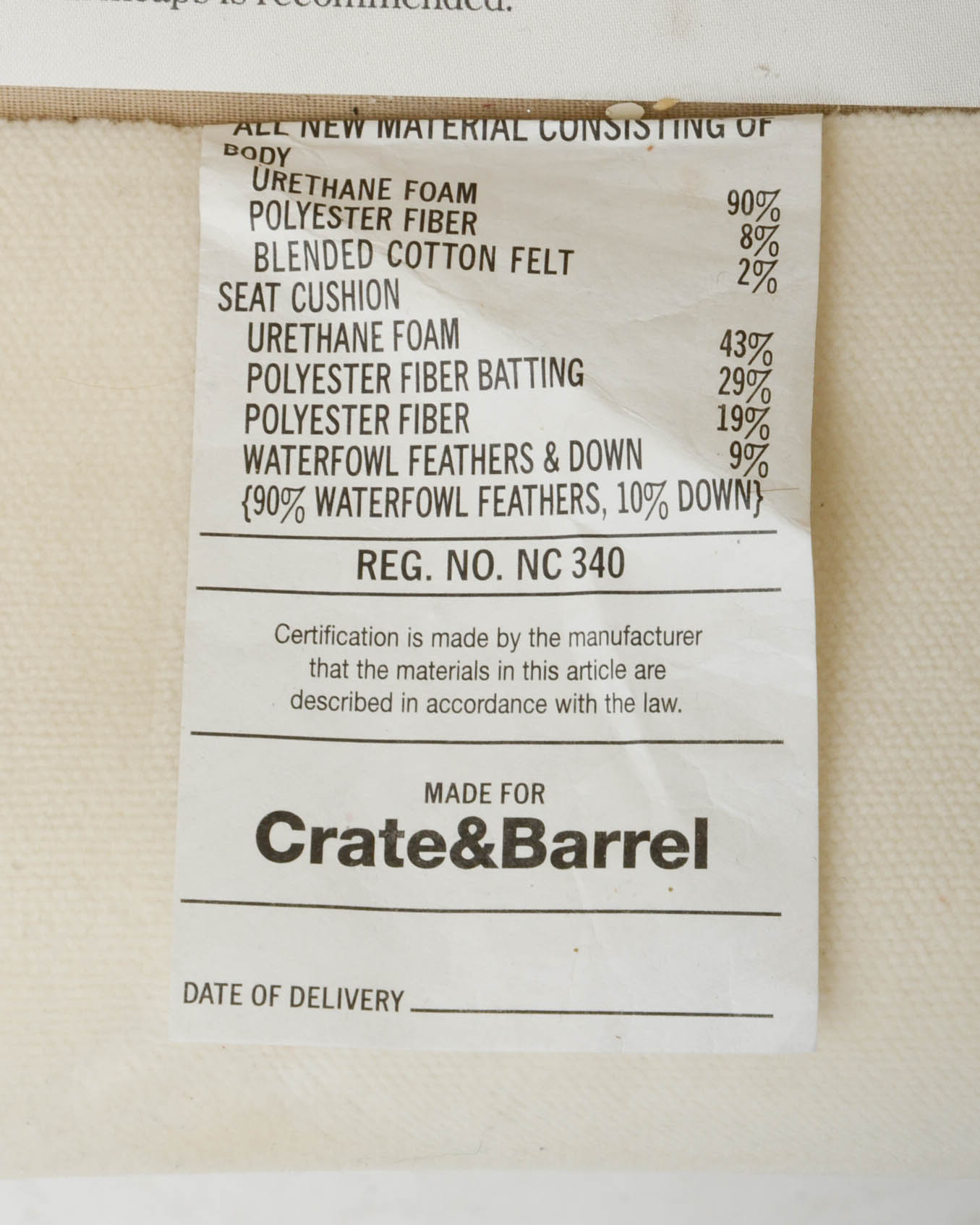 Susan's Crate & Barrel Sofa She Had In Her Studio Dressing Rooms