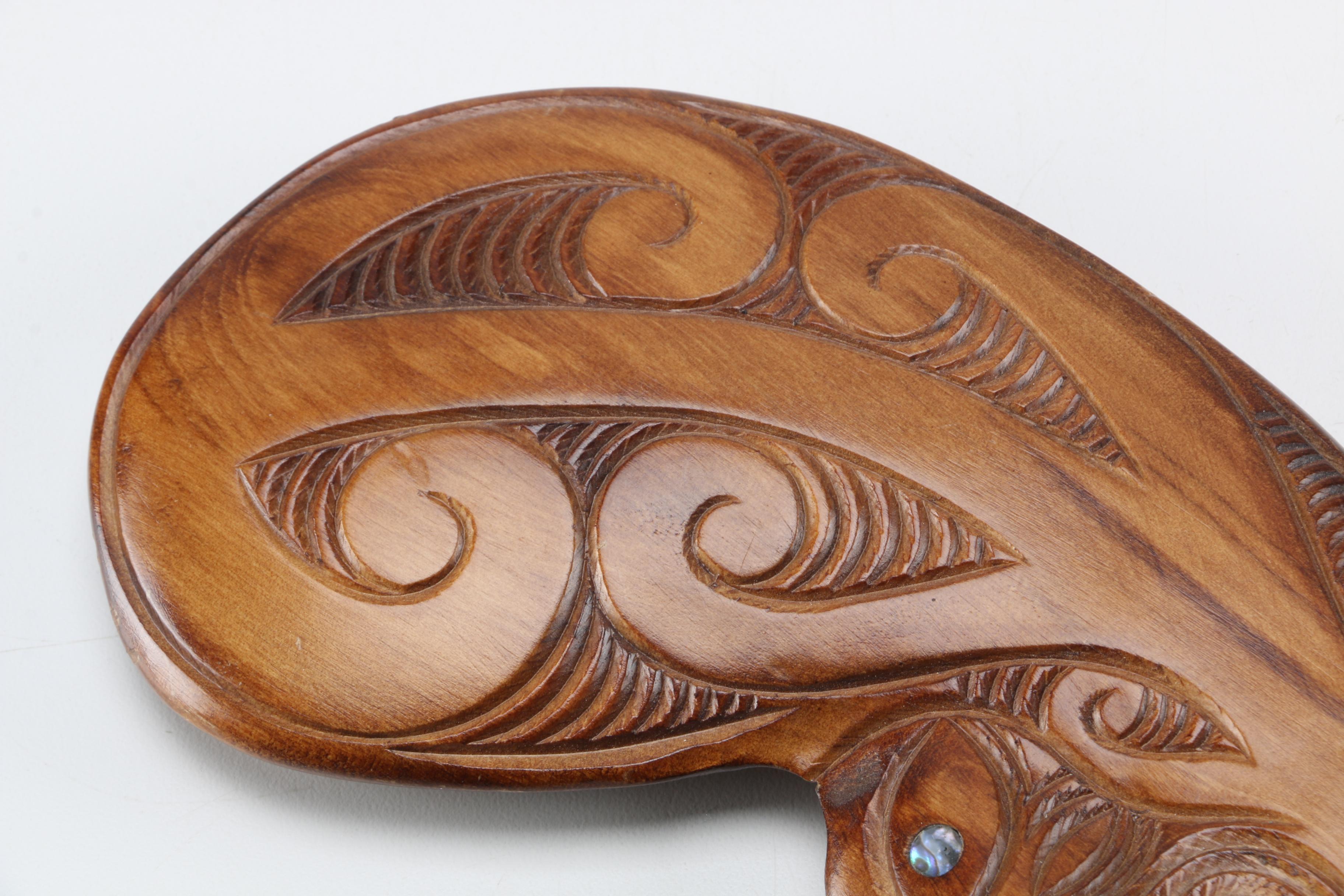 Carved Wooden Club After a Maori Wahaika