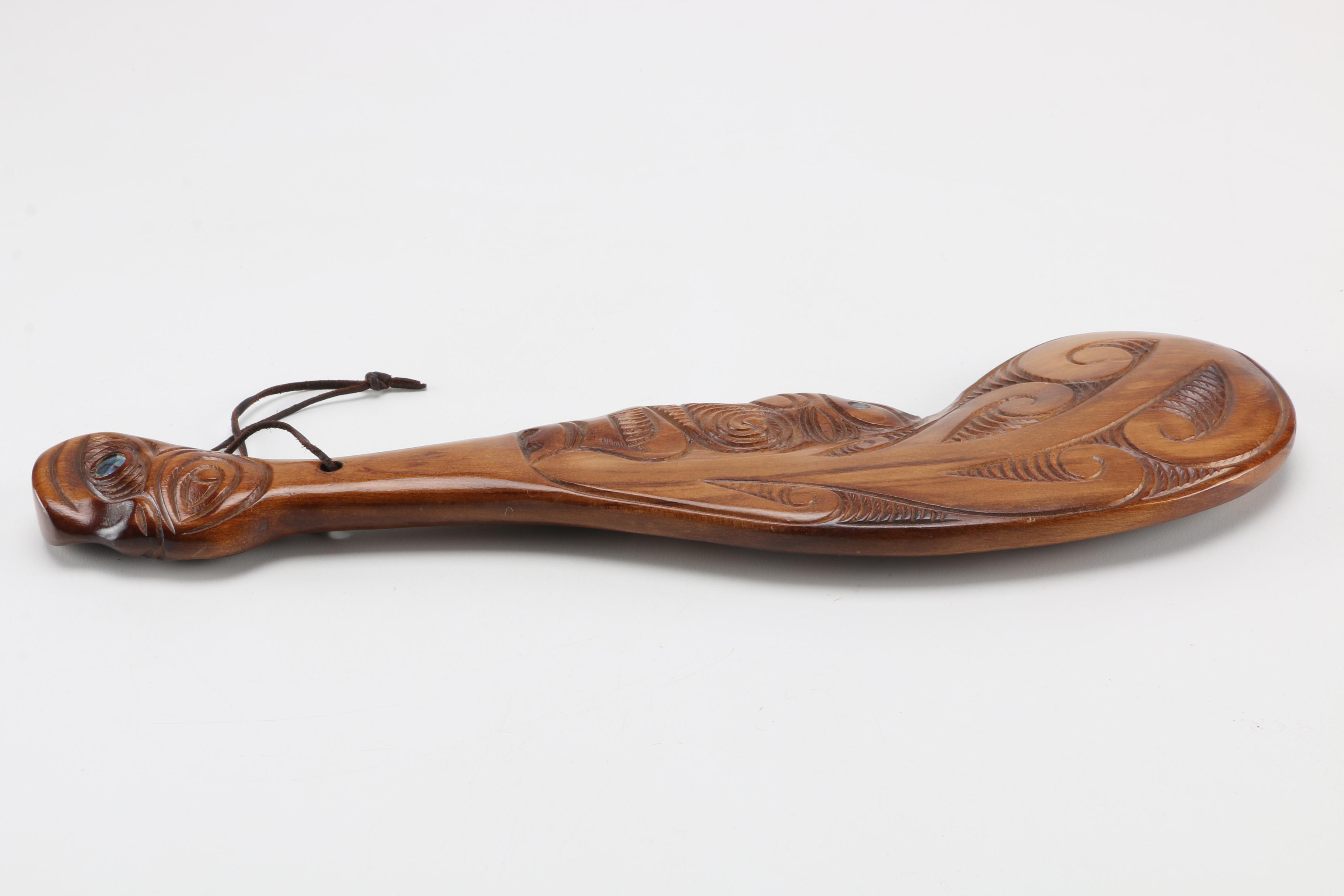 Carved Wooden Club After a Maori Wahaika
