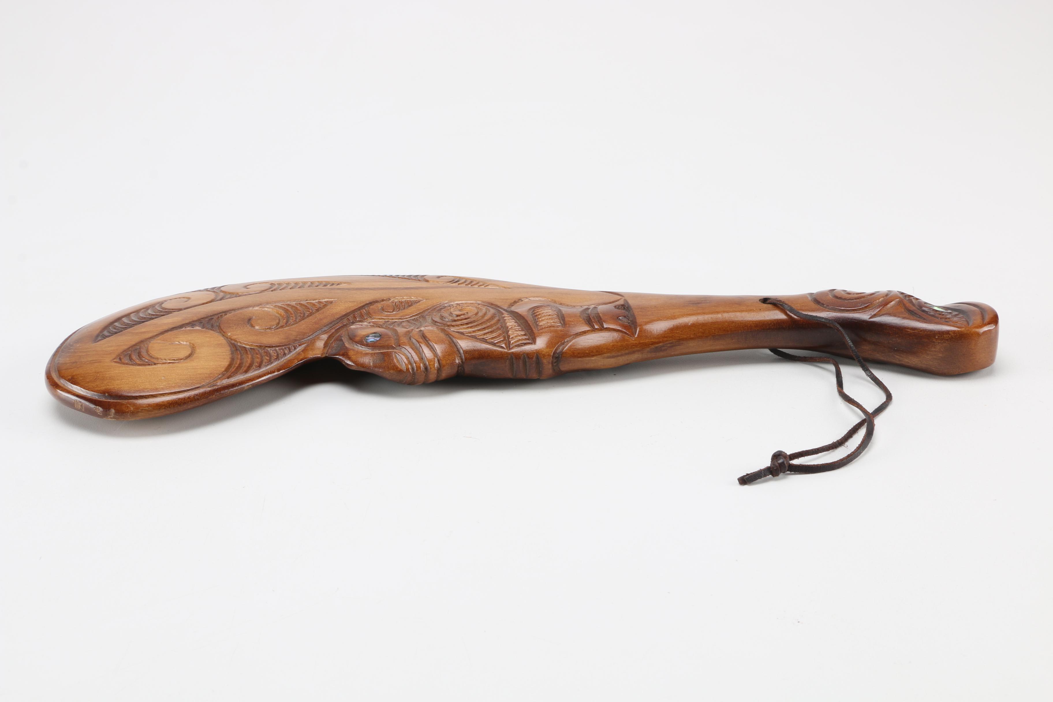 Carved Wooden Club After a Maori Wahaika
