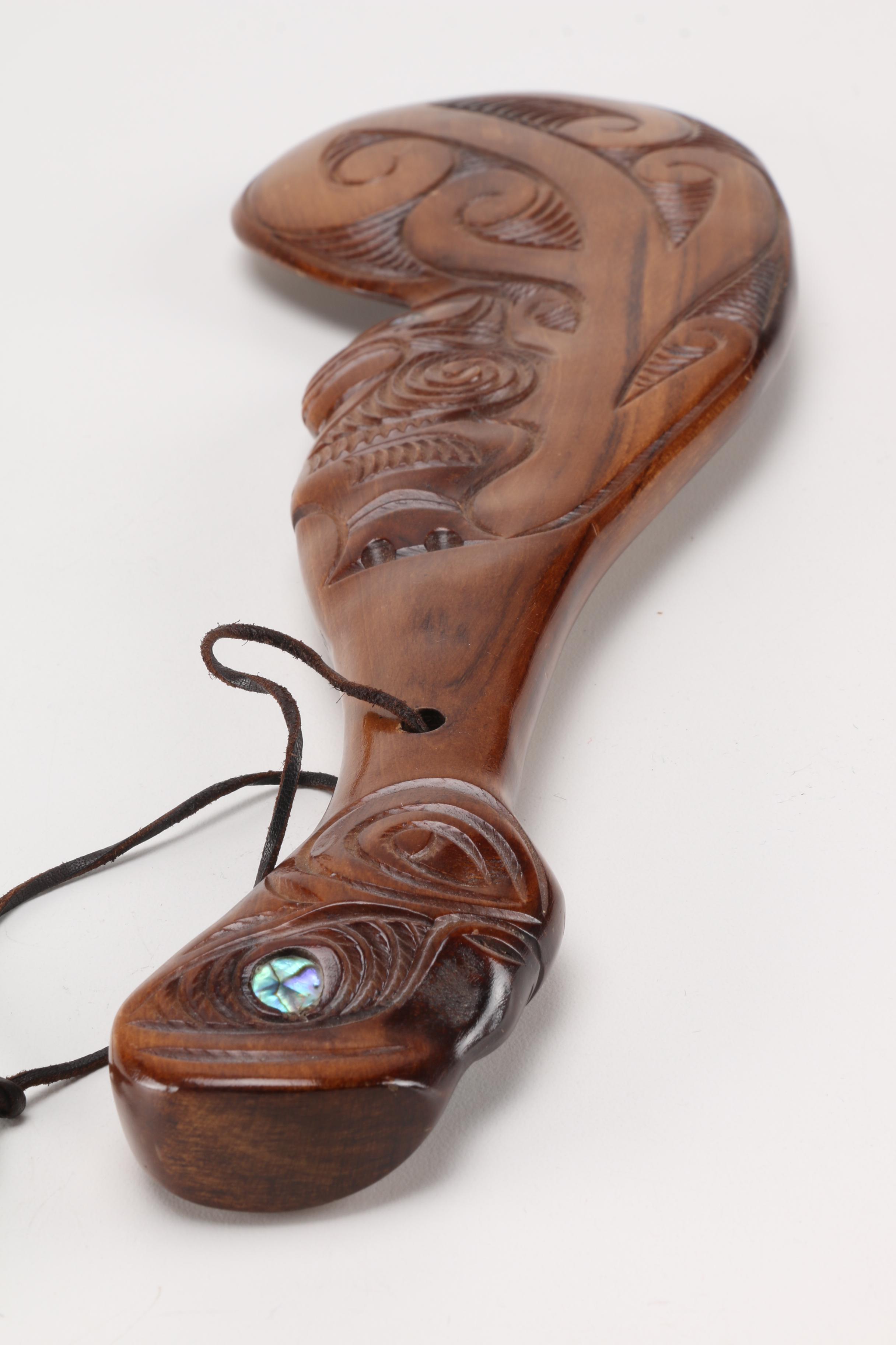 Carved Wooden Club After a Maori Wahaika
