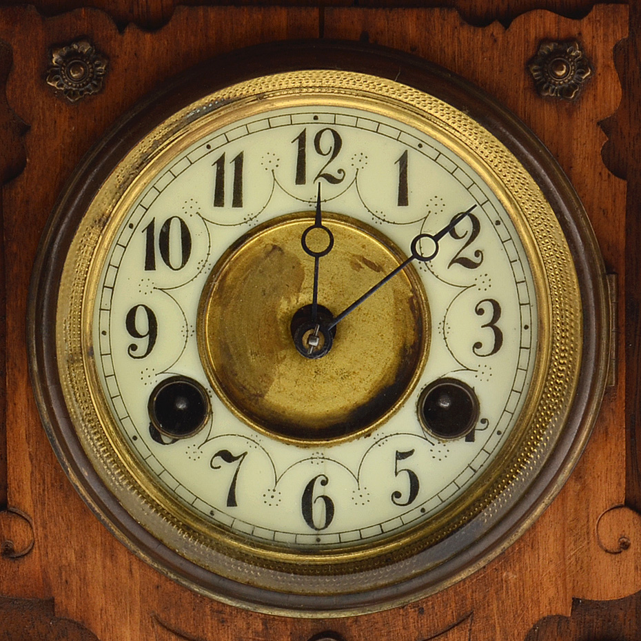 Antique Baduf Walnut Mantel Clock