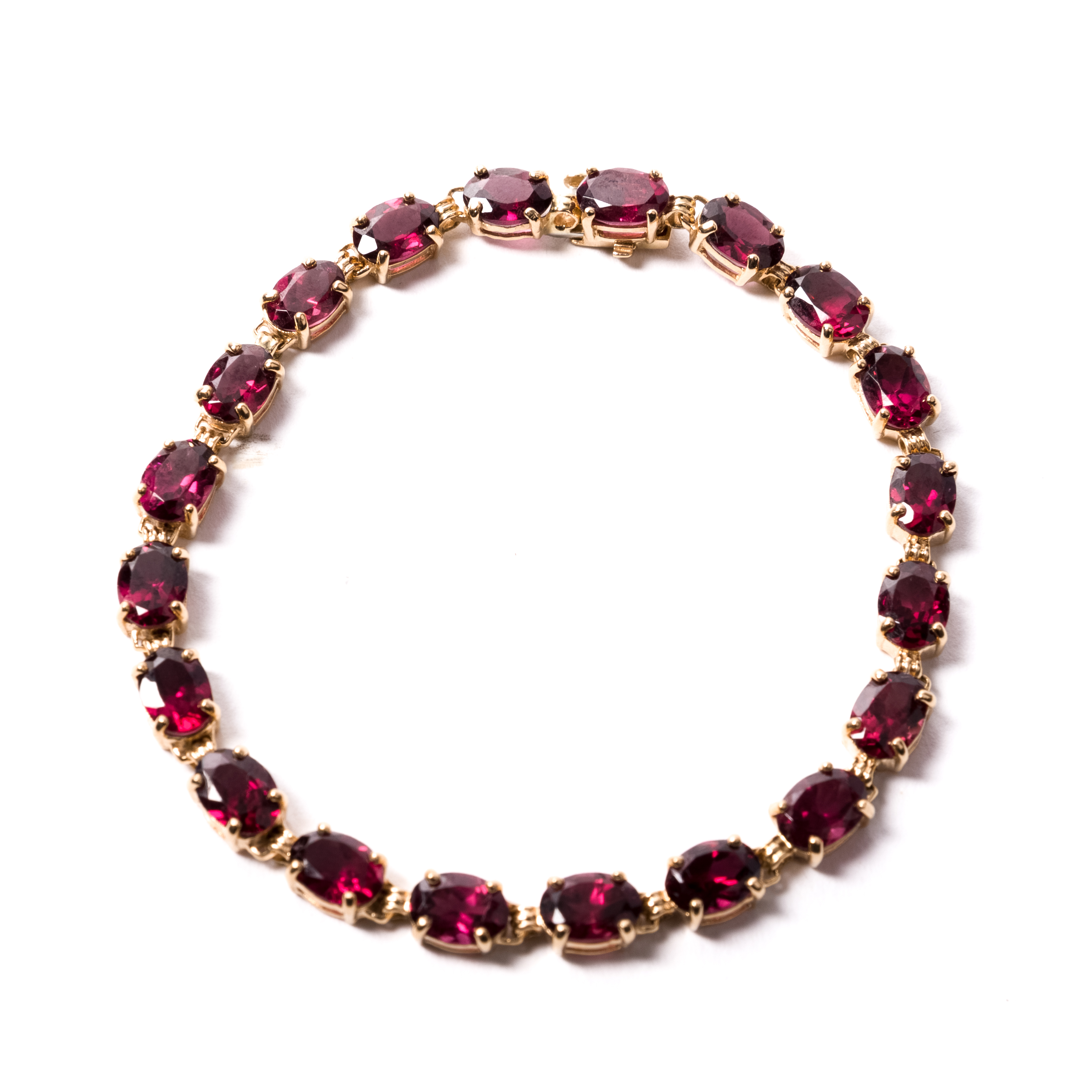 14K Gold Garnet Link Bracelet