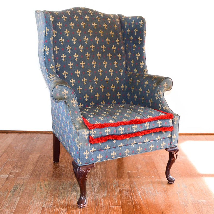 Queen Anne Style Wingback Armchair