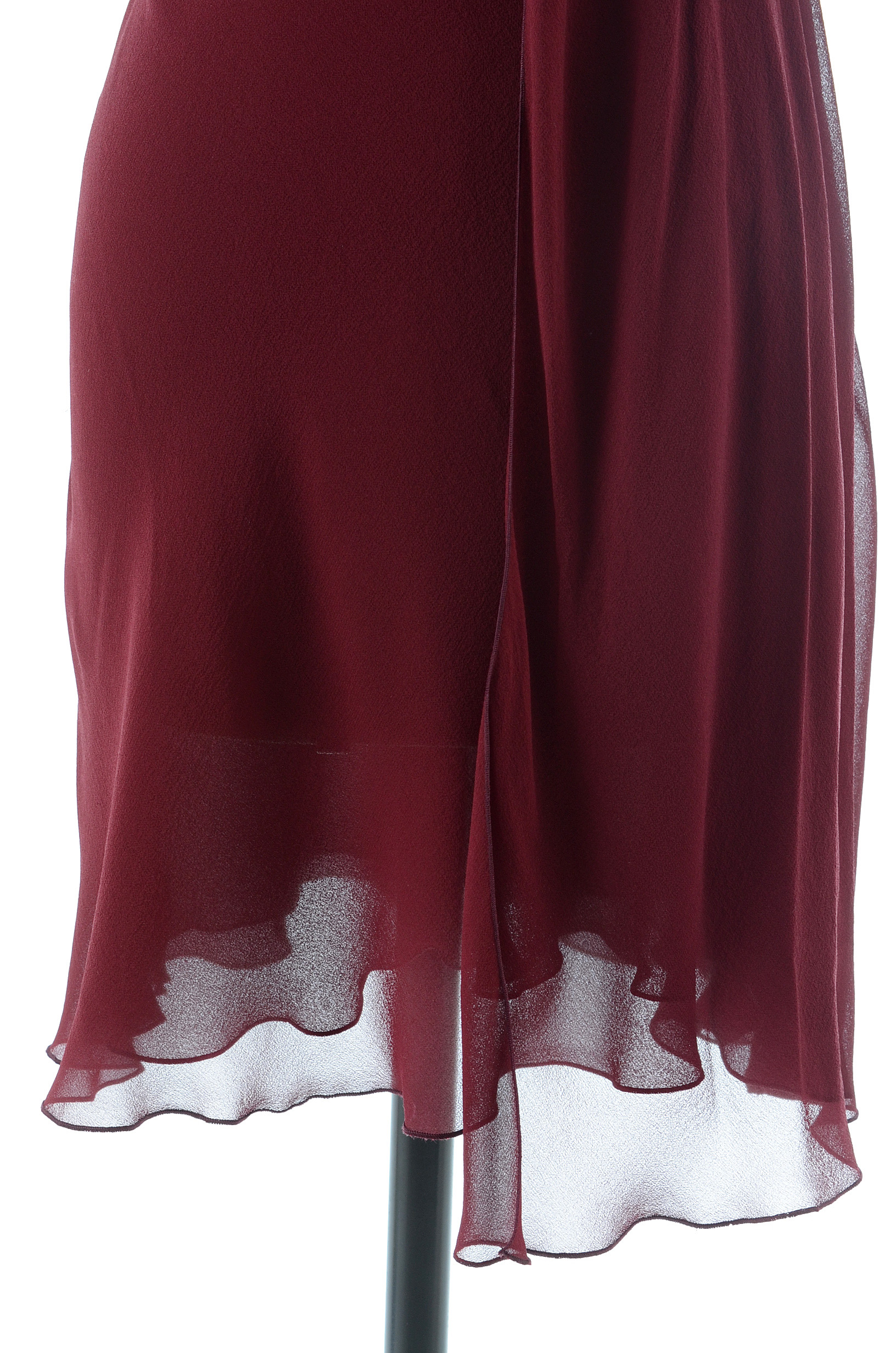 Valentino Cabernet Silk Chiffon Ruched Sleeveless Dress