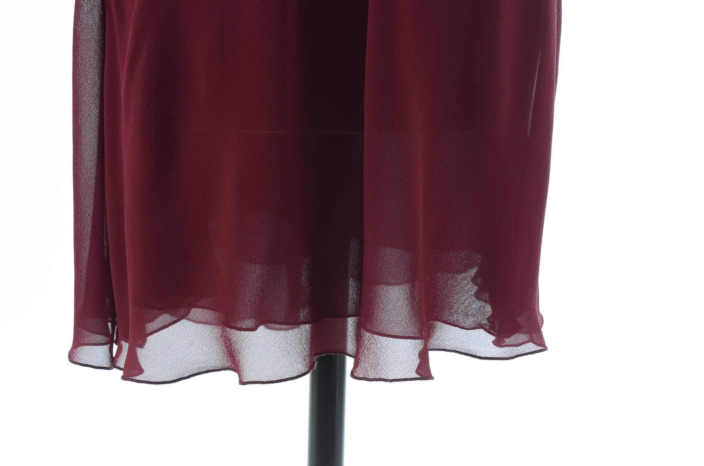 Valentino Cabernet Silk Chiffon Ruched Sleeveless Dress