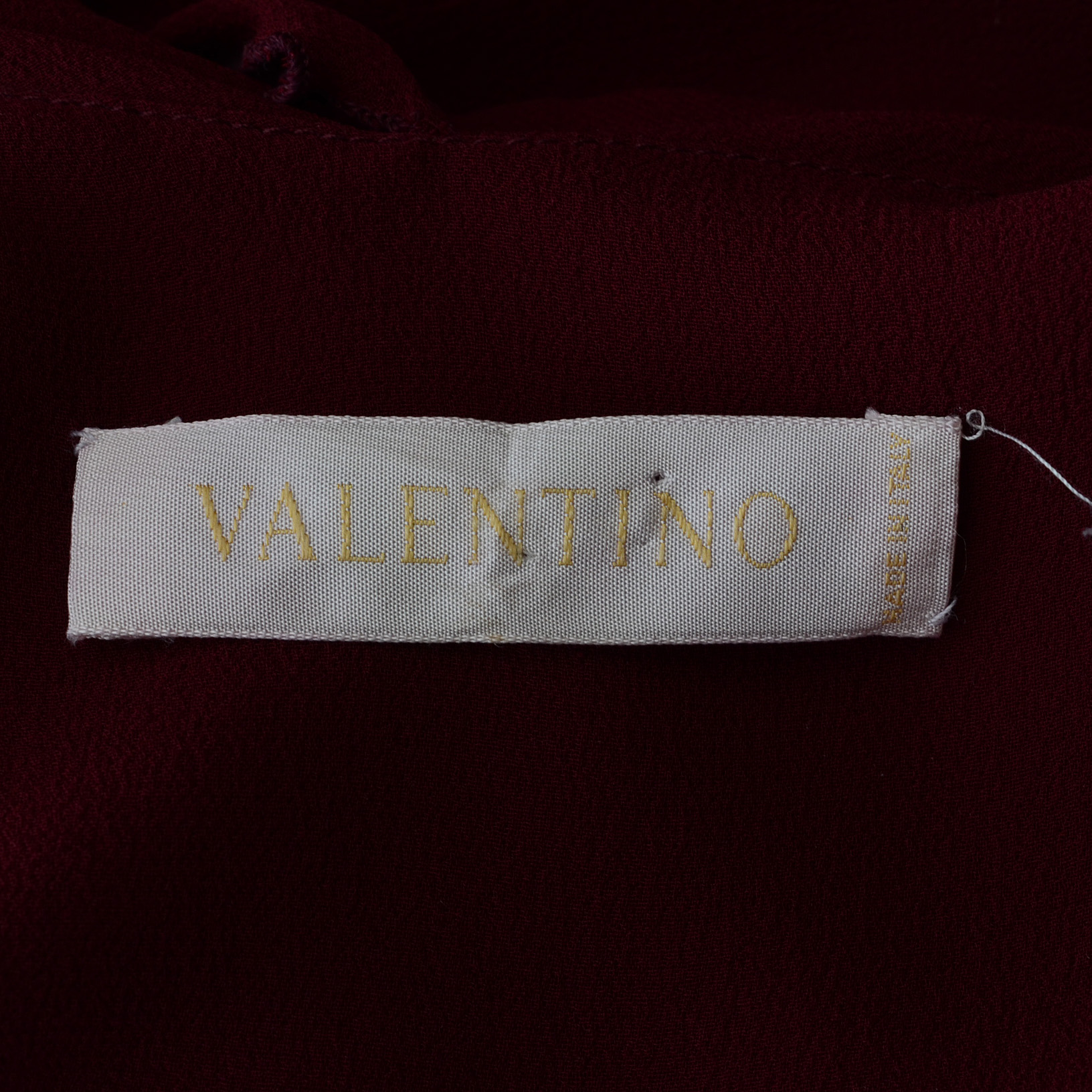 Valentino Cabernet Silk Chiffon Ruched Sleeveless Dress