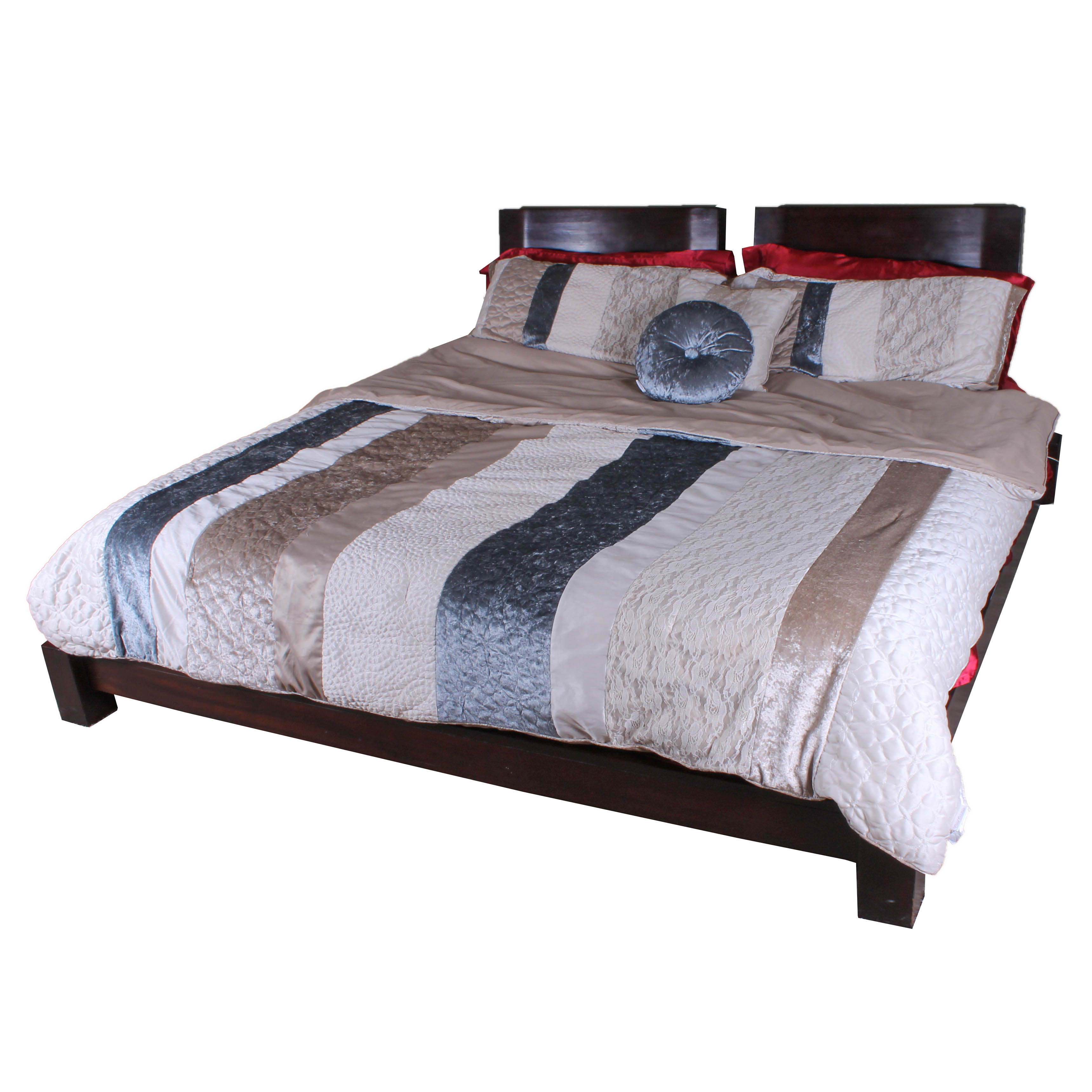 King Size Contemporary Bed Frame with Bedding