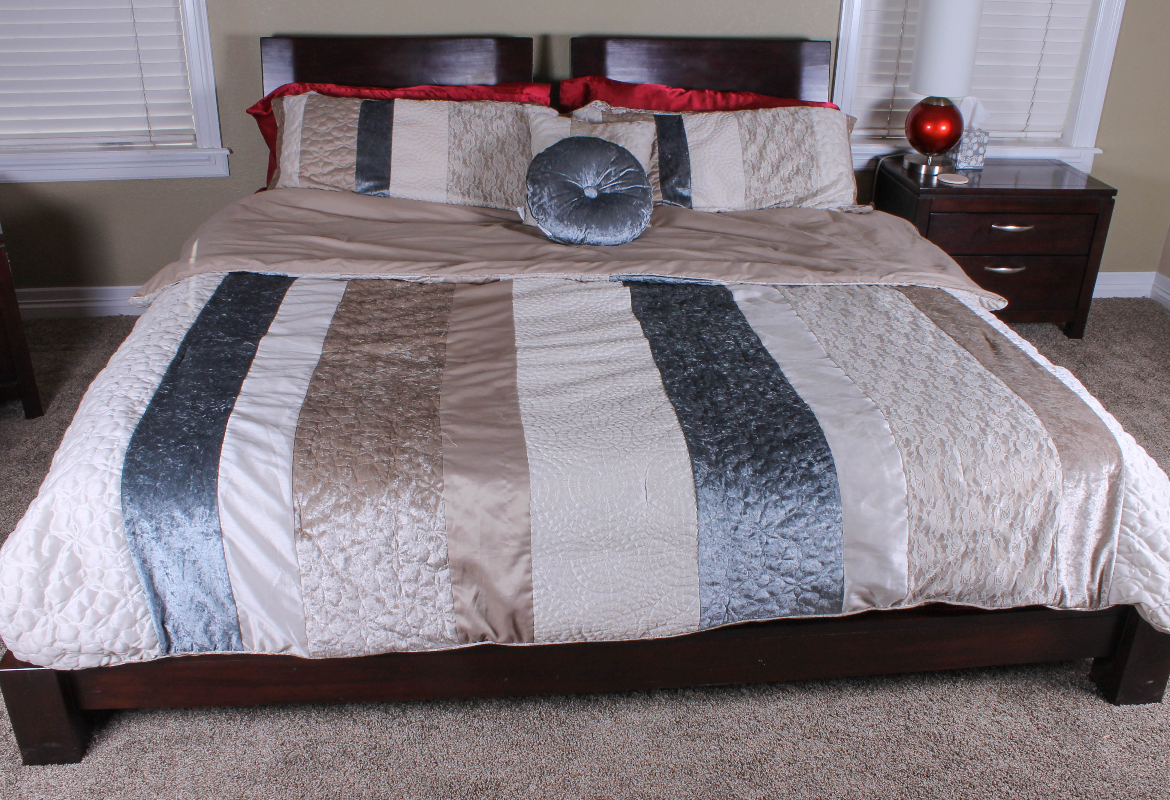 King Size Contemporary Bed Frame with Bedding