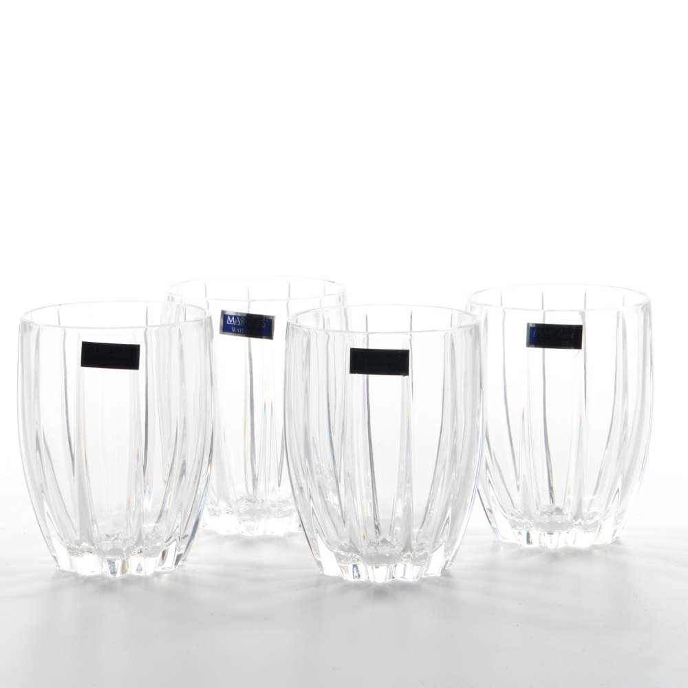 Set of Four Marquis by Waterford Crystal "Omega" Double Old Fashioned Glasses