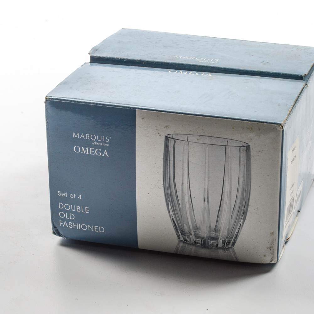 Set of Four Marquis by Waterford Crystal "Omega" Double Old Fashioned Glasses