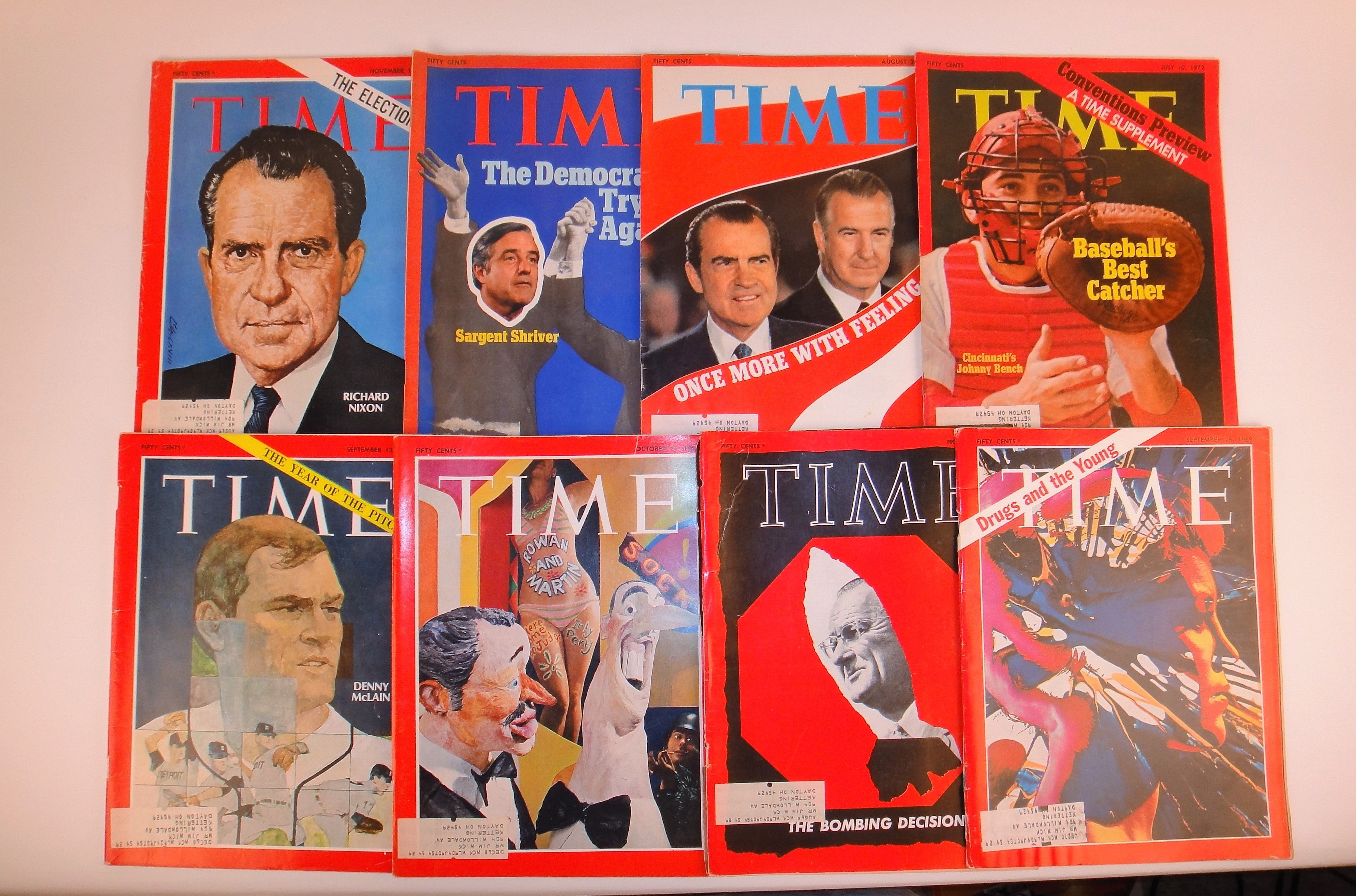 Vintage 1960s and 1970s Time Magazines