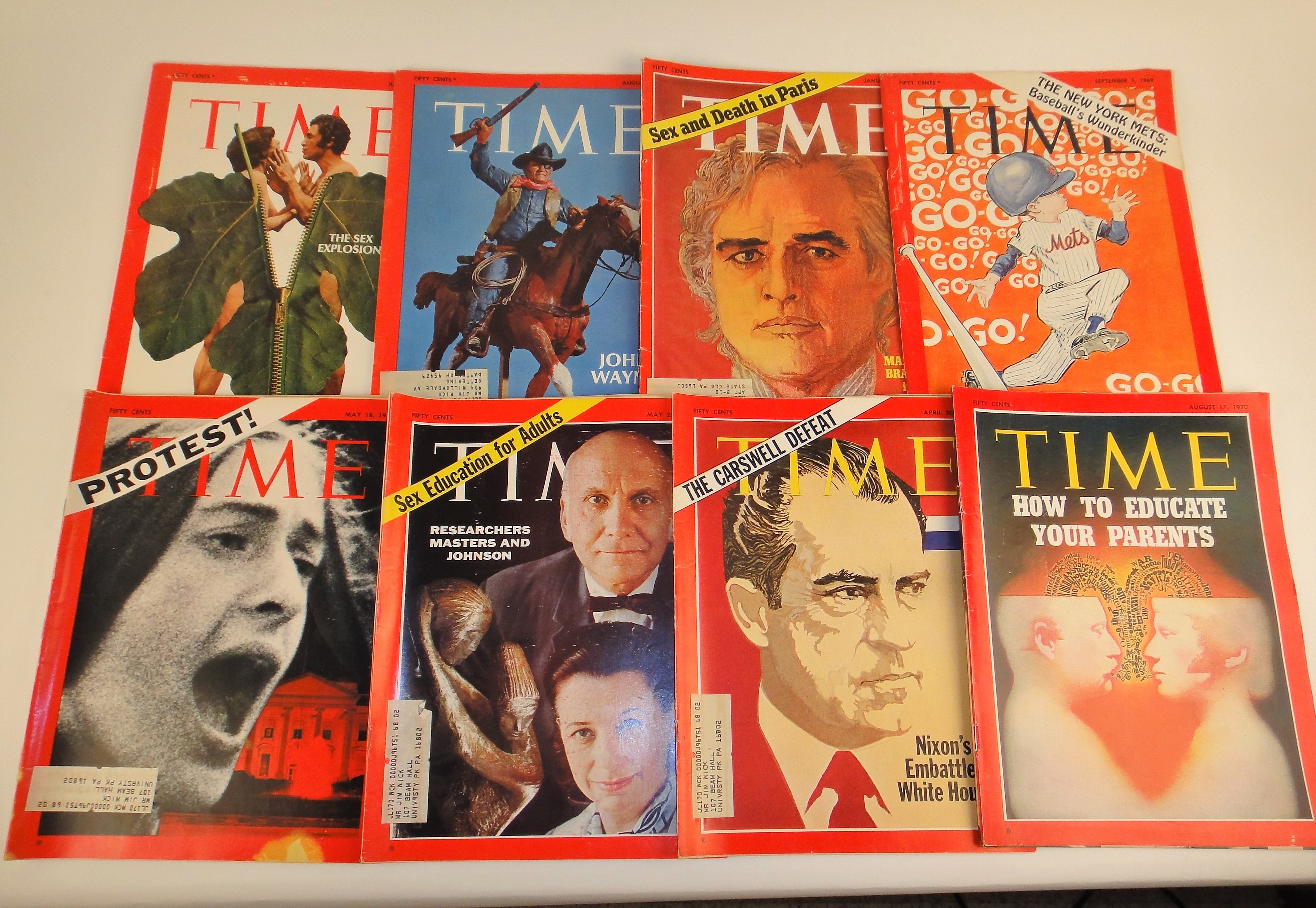 Vintage 1960s and 1970s Time Magazines
