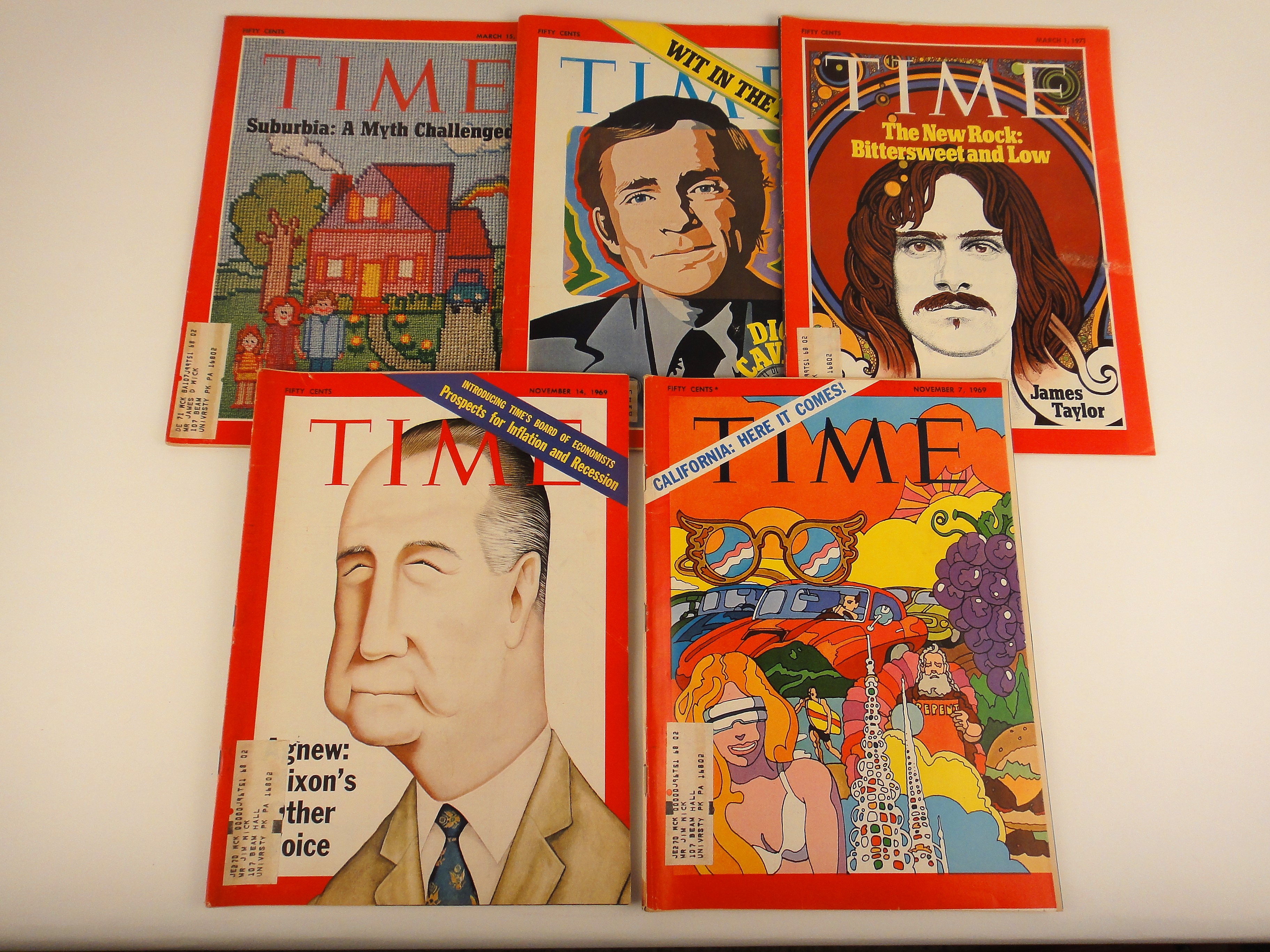 Vintage 1960s and 1970s Time Magazines