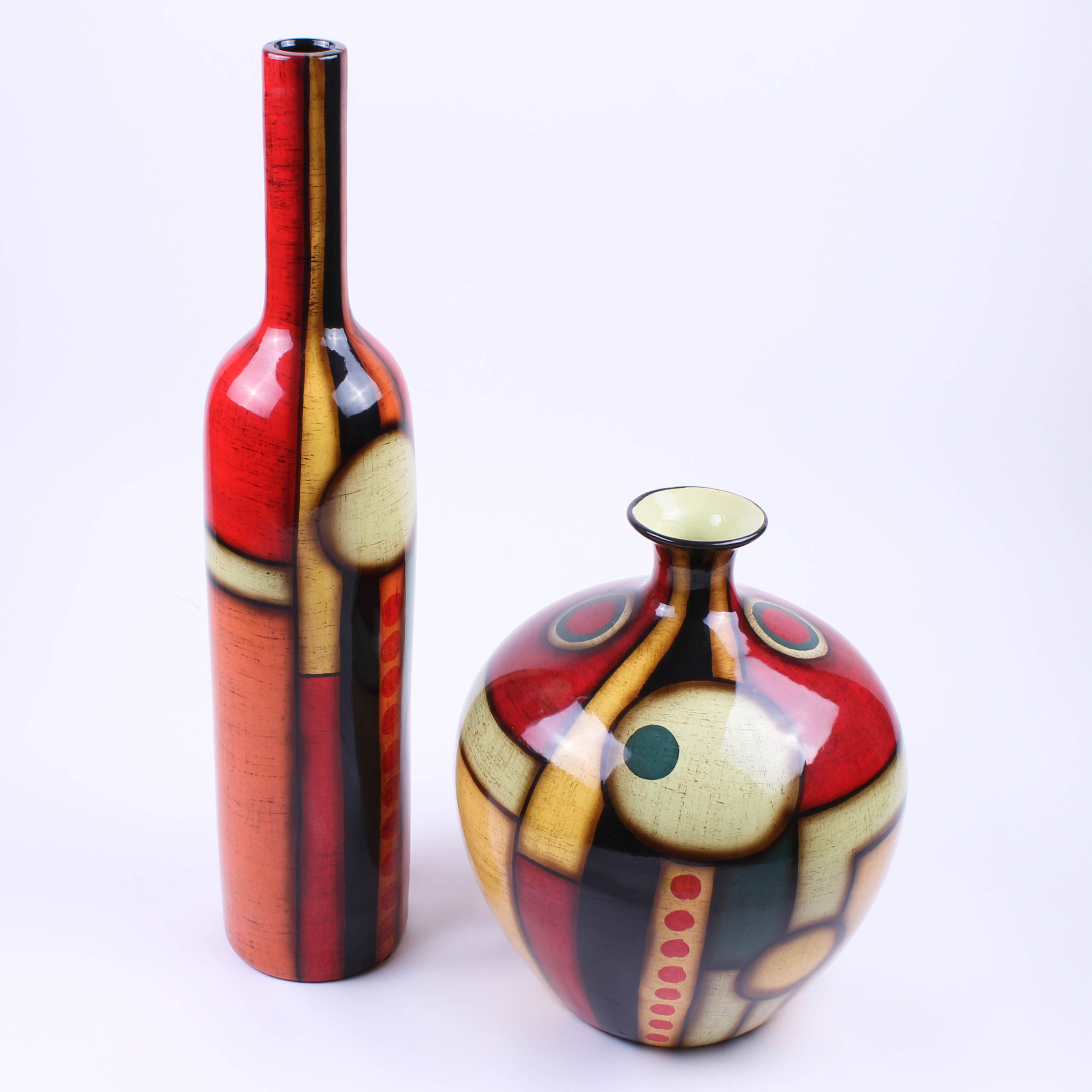 Pair of Colorful Contemporary Vessels