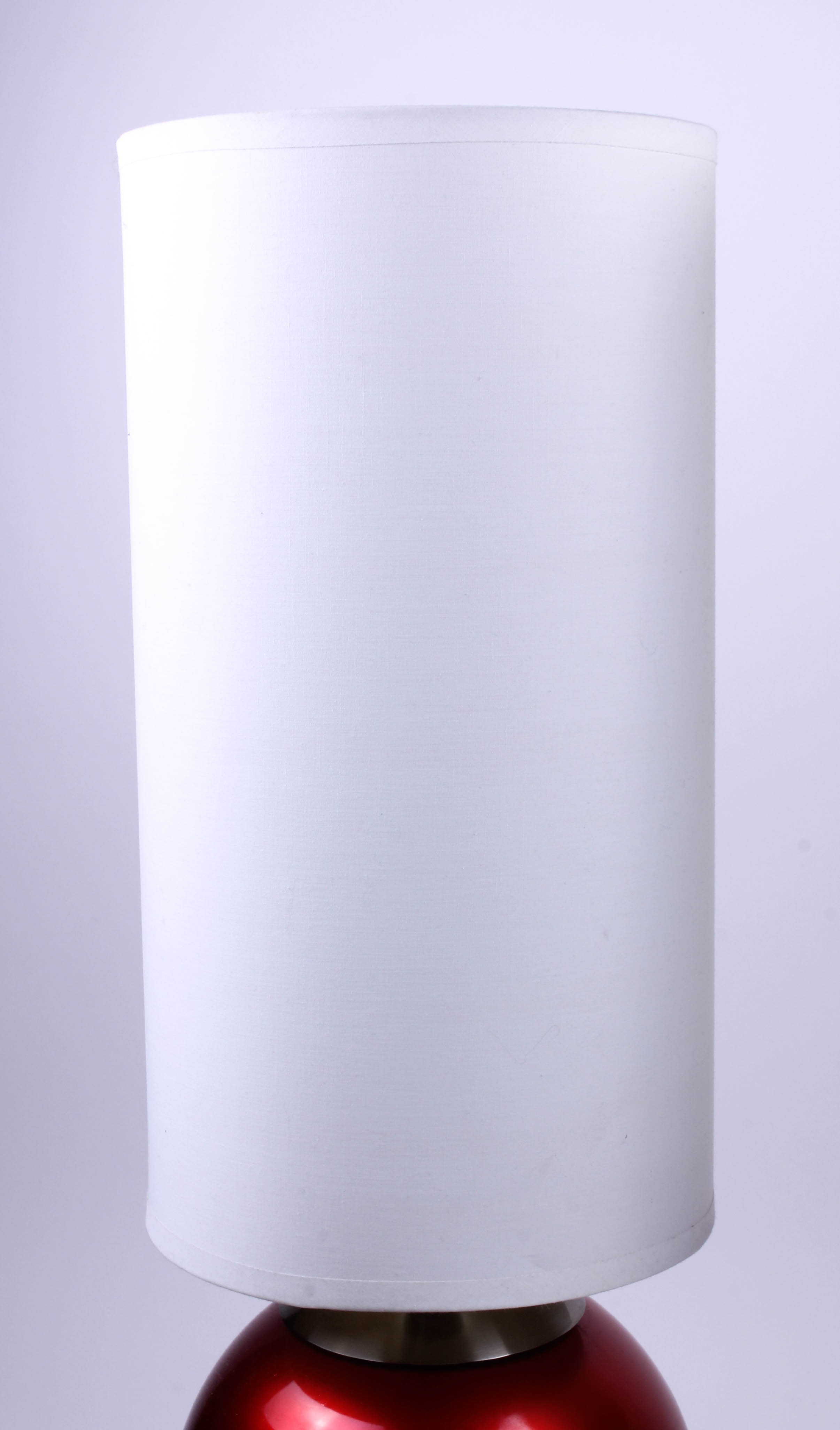 Pair of Contemporary Red and Silver Metal Lamps