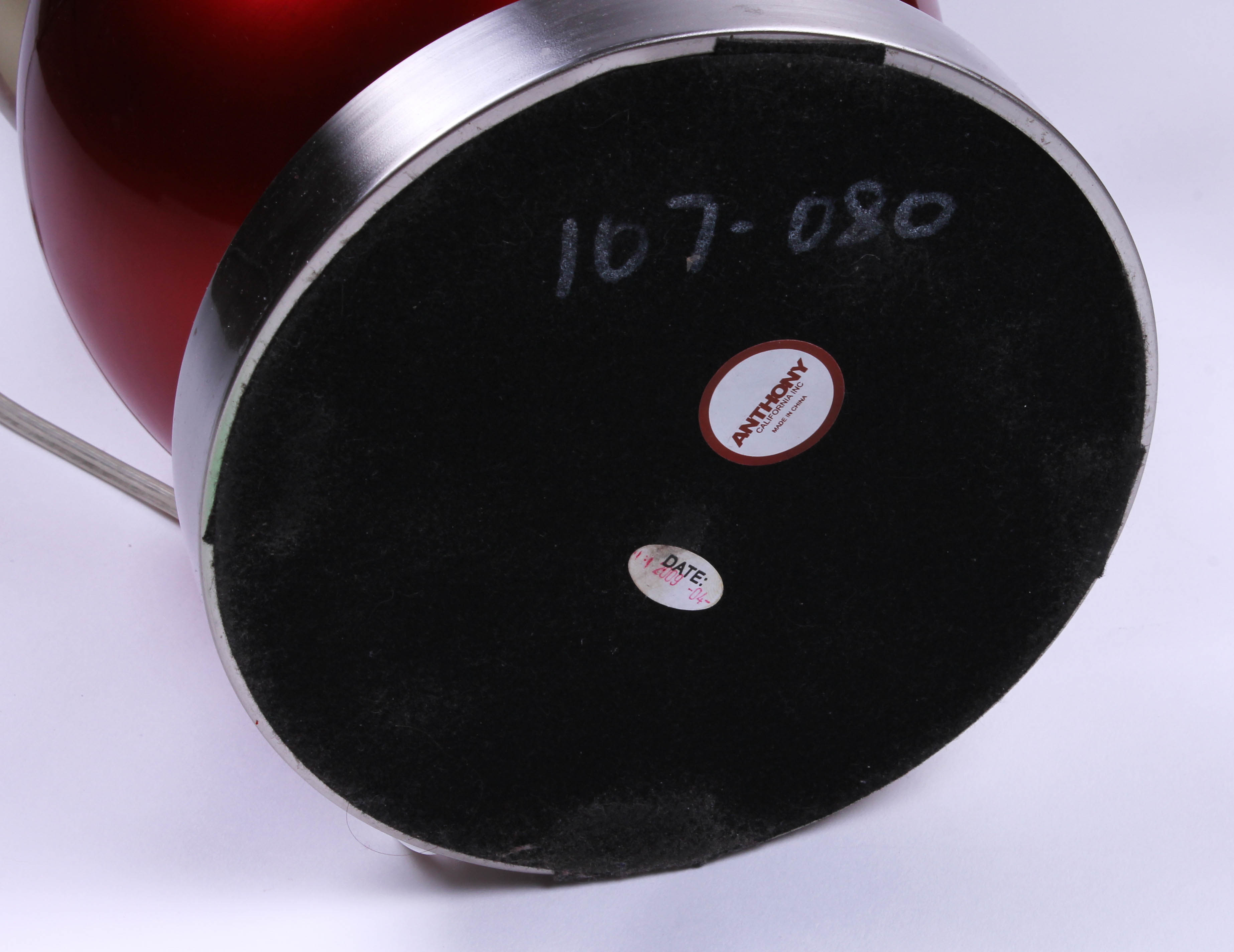 Pair of Contemporary Red and Silver Metal Lamps