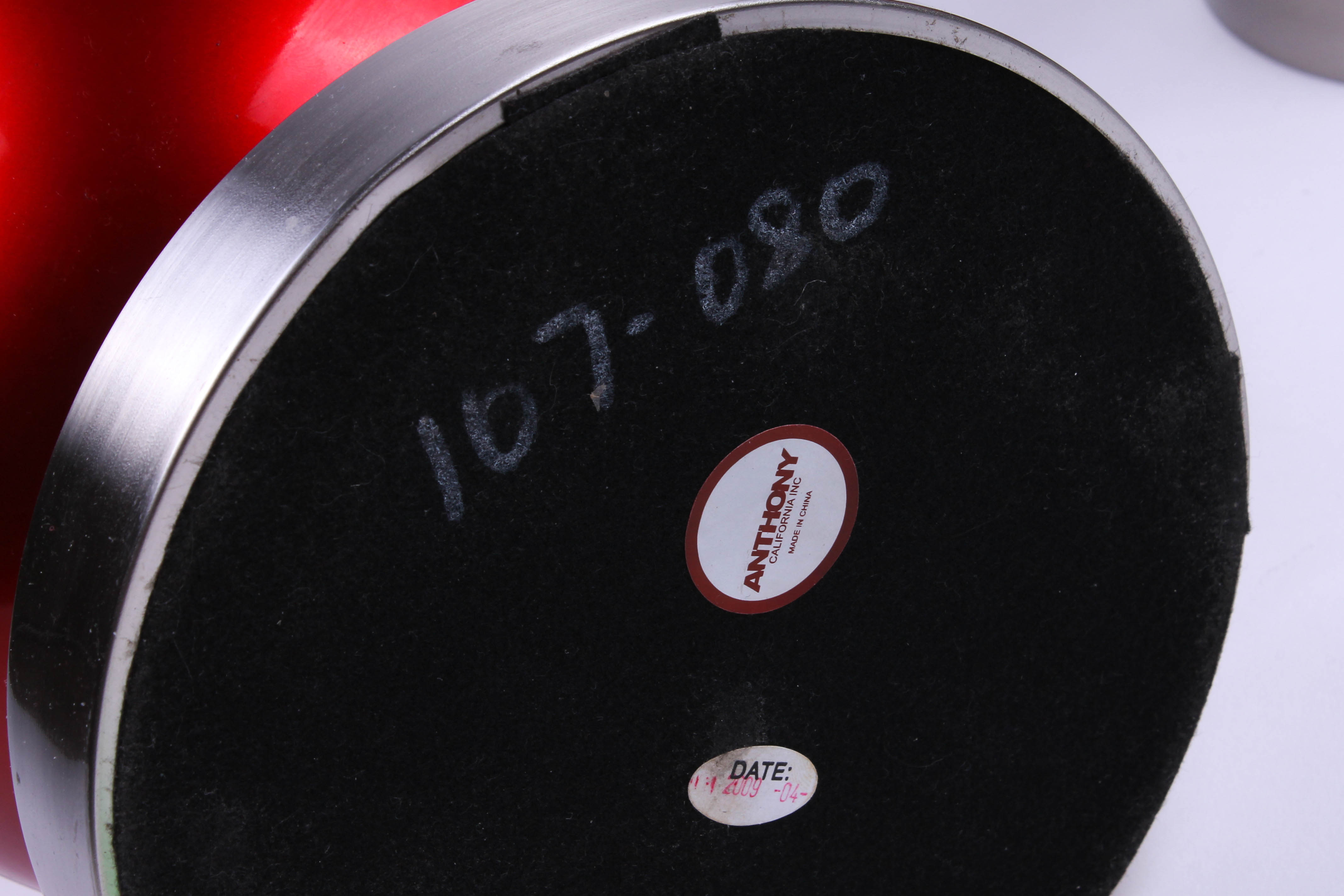 Pair of Contemporary Red and Silver Metal Lamps