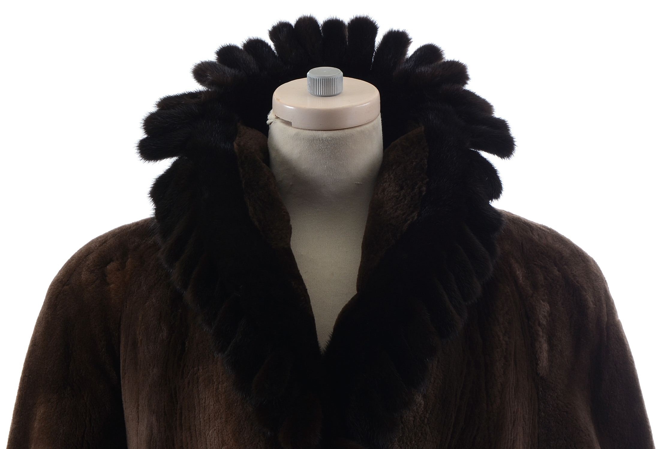Luxurious Exclusive Vintage Birger Christensen Natural Reserve Fine Sheared Beaver and Ranch Mink Fur Coat Trimmed in Mink Tails