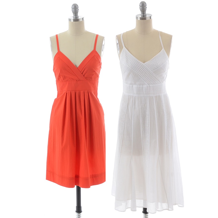 Two Theory Brand Sleeveless Sun Dresses, Including a Red Orange "Miga" Dress, New With Tag