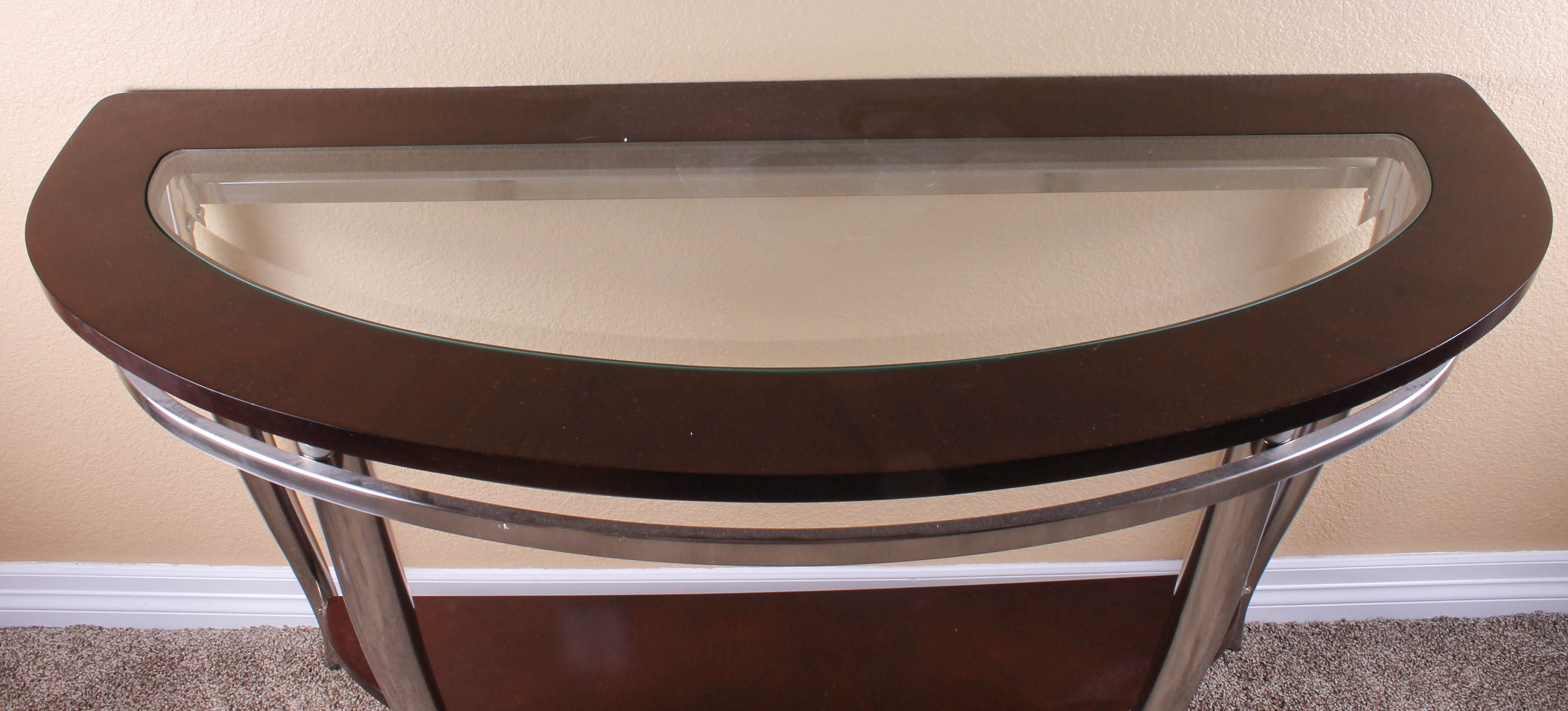 Contemporary Metal and Wood Console Table