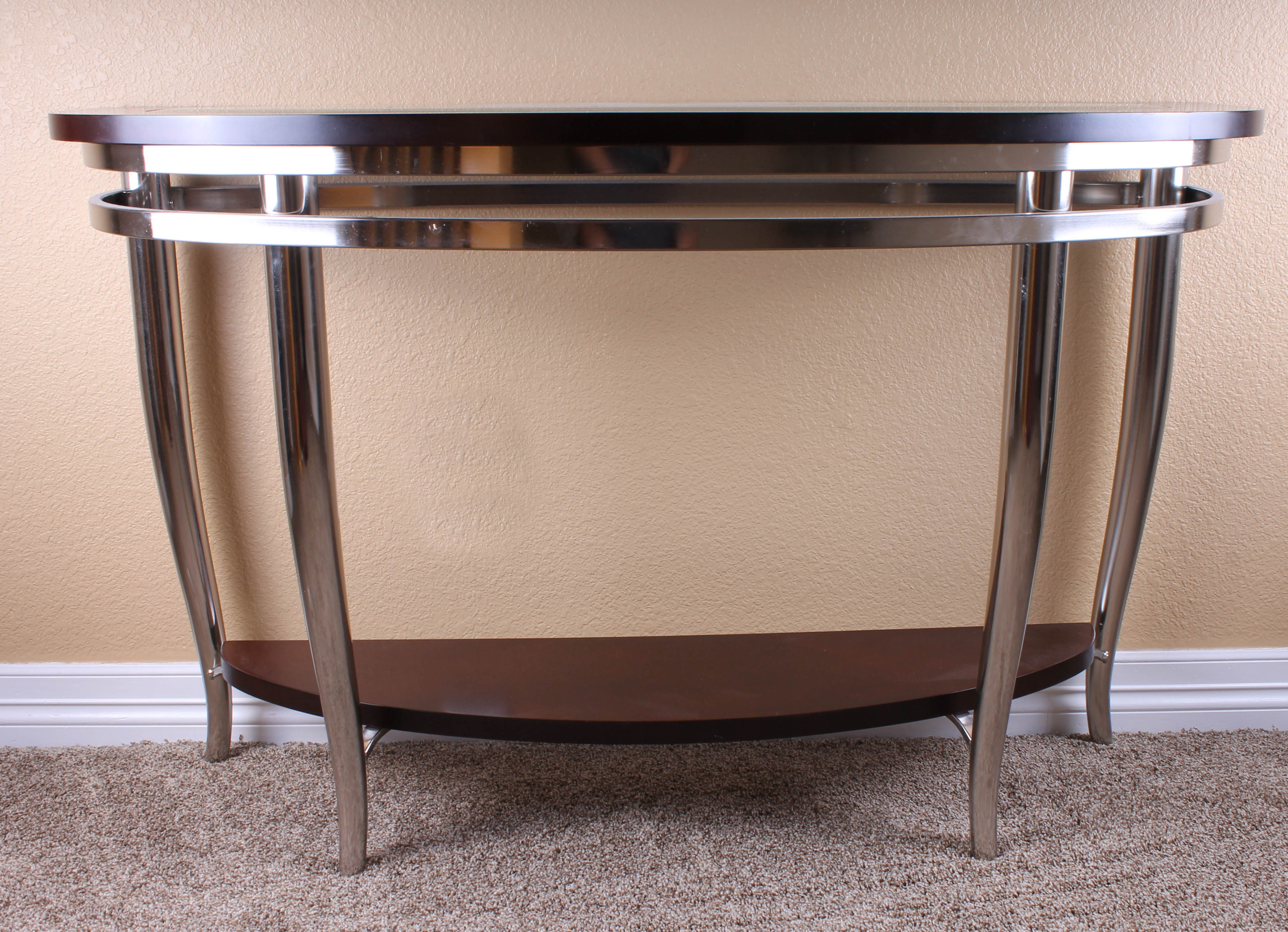 Contemporary Metal and Wood Console Table