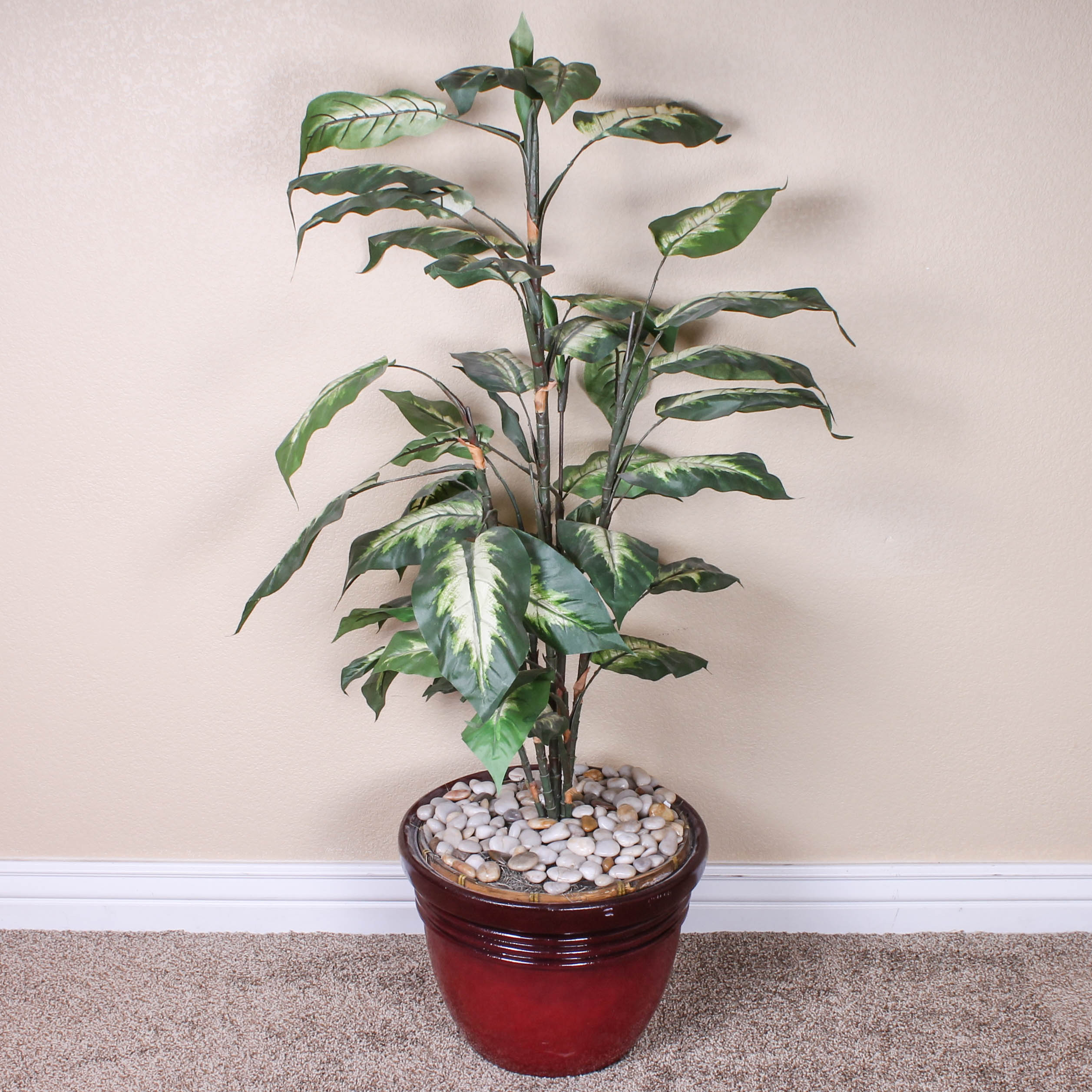 Faux Houseplant Plant in Red Planter