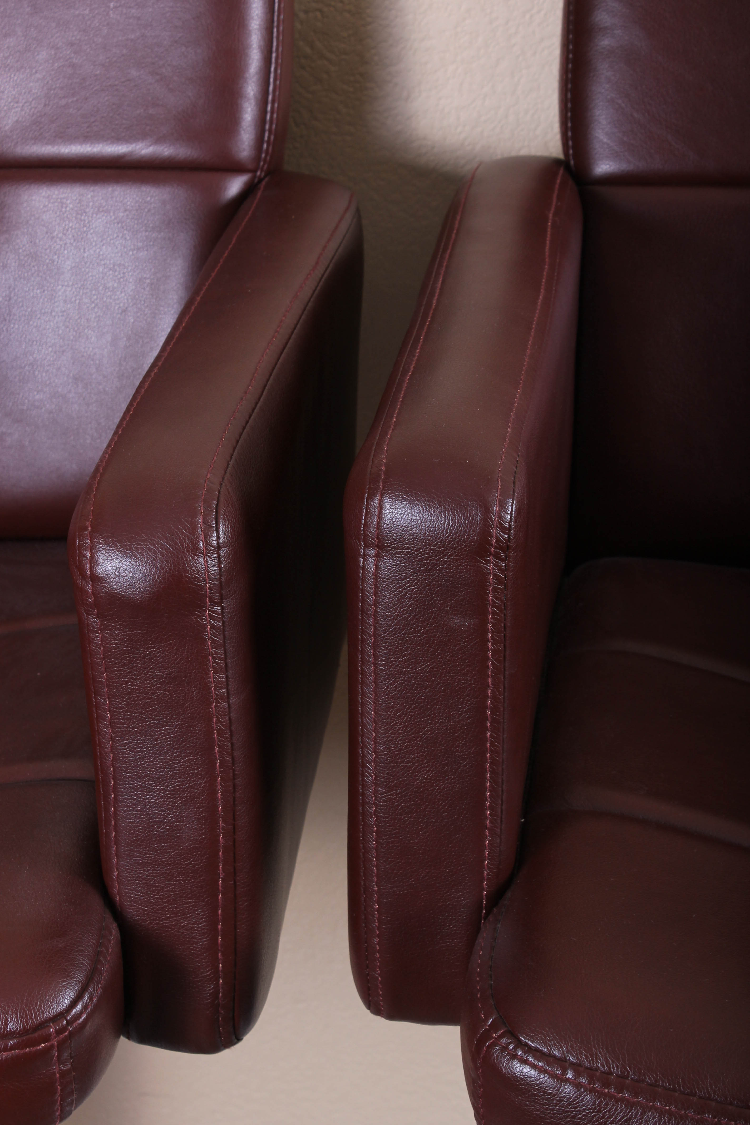 Pair of Chrome and Faux Leather Bar Stools