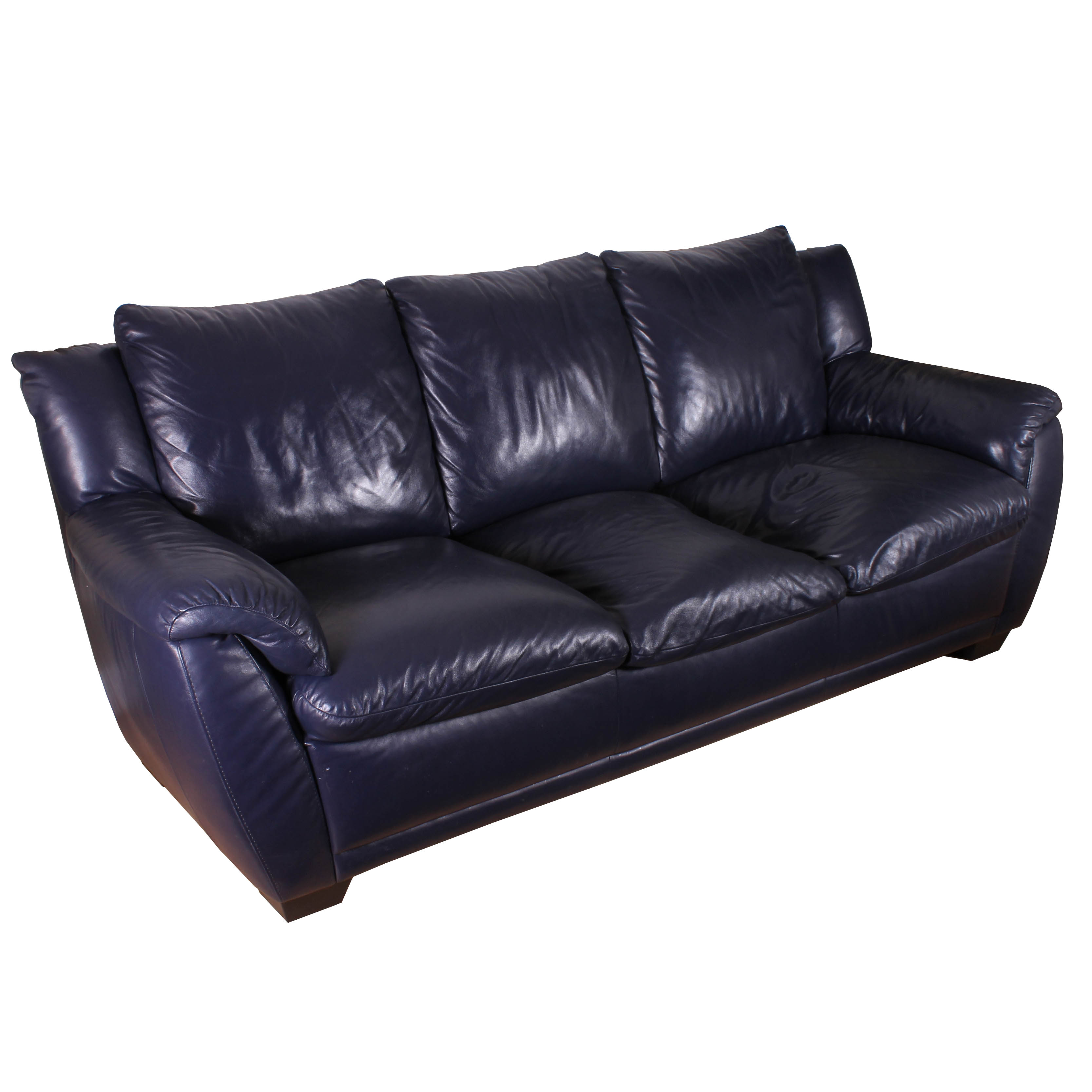Dark Blue Faux Leather Sofa by Editions