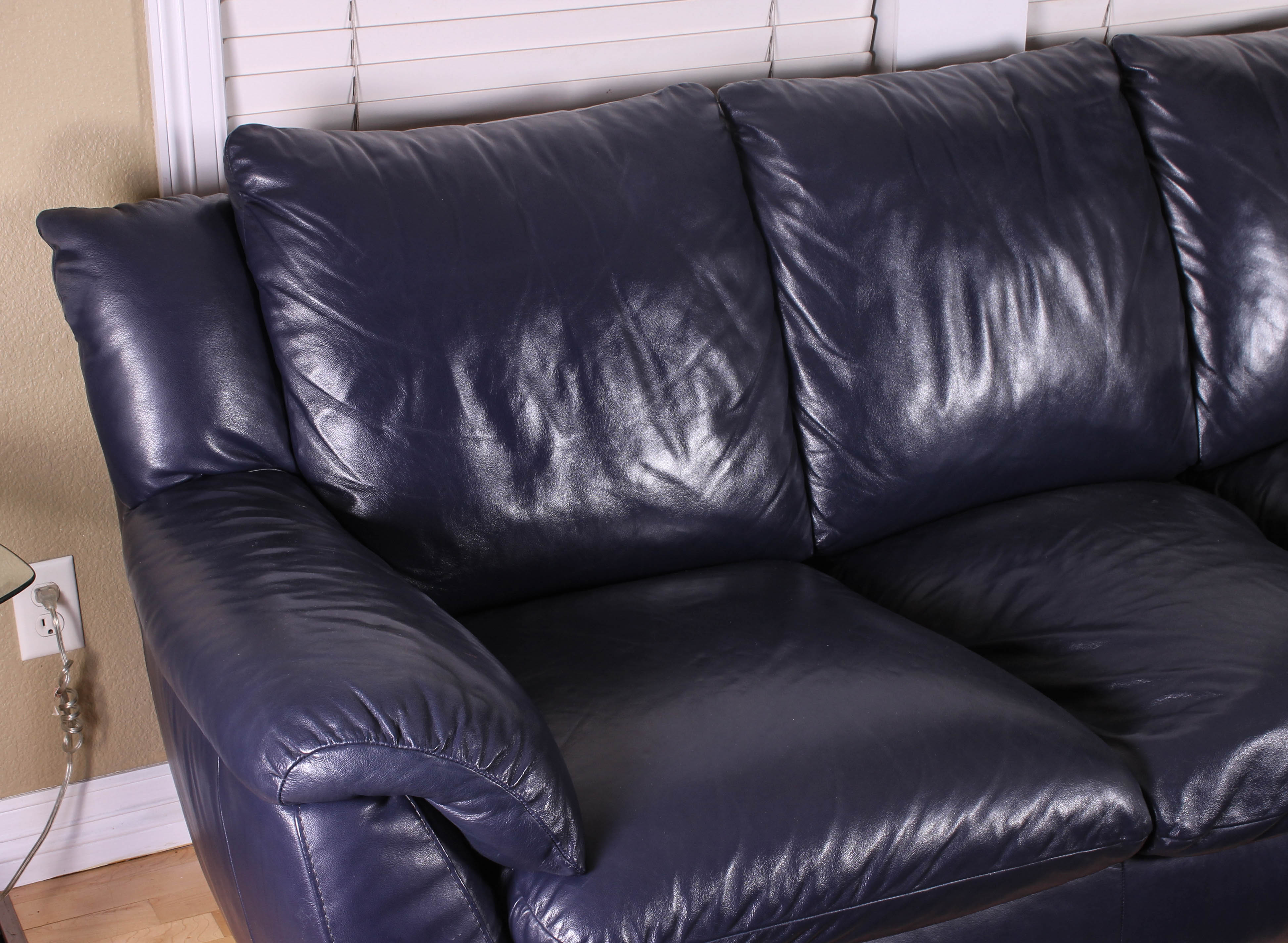 Dark Blue Faux Leather Sofa by Editions