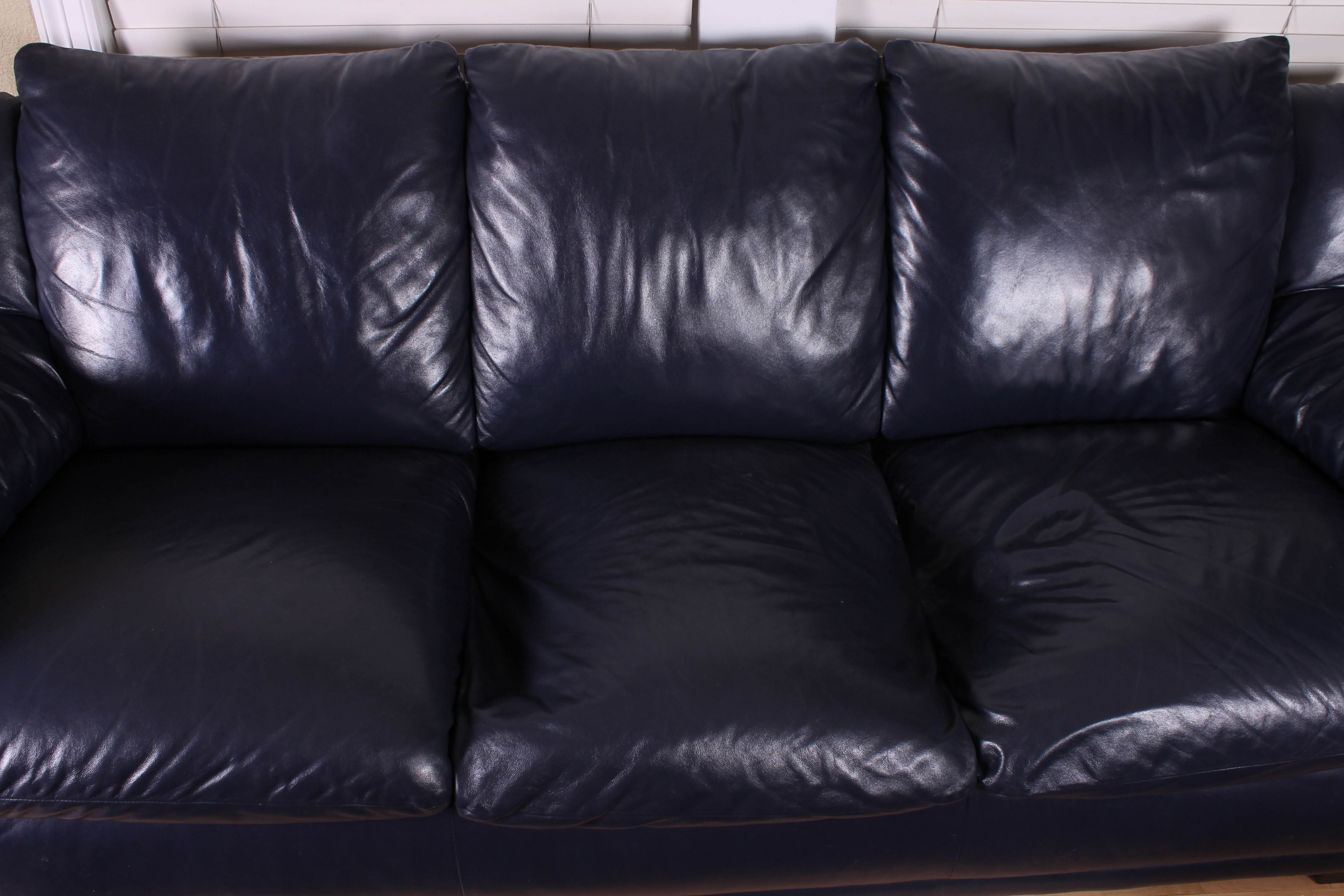 Dark Blue Faux Leather Sofa by Editions