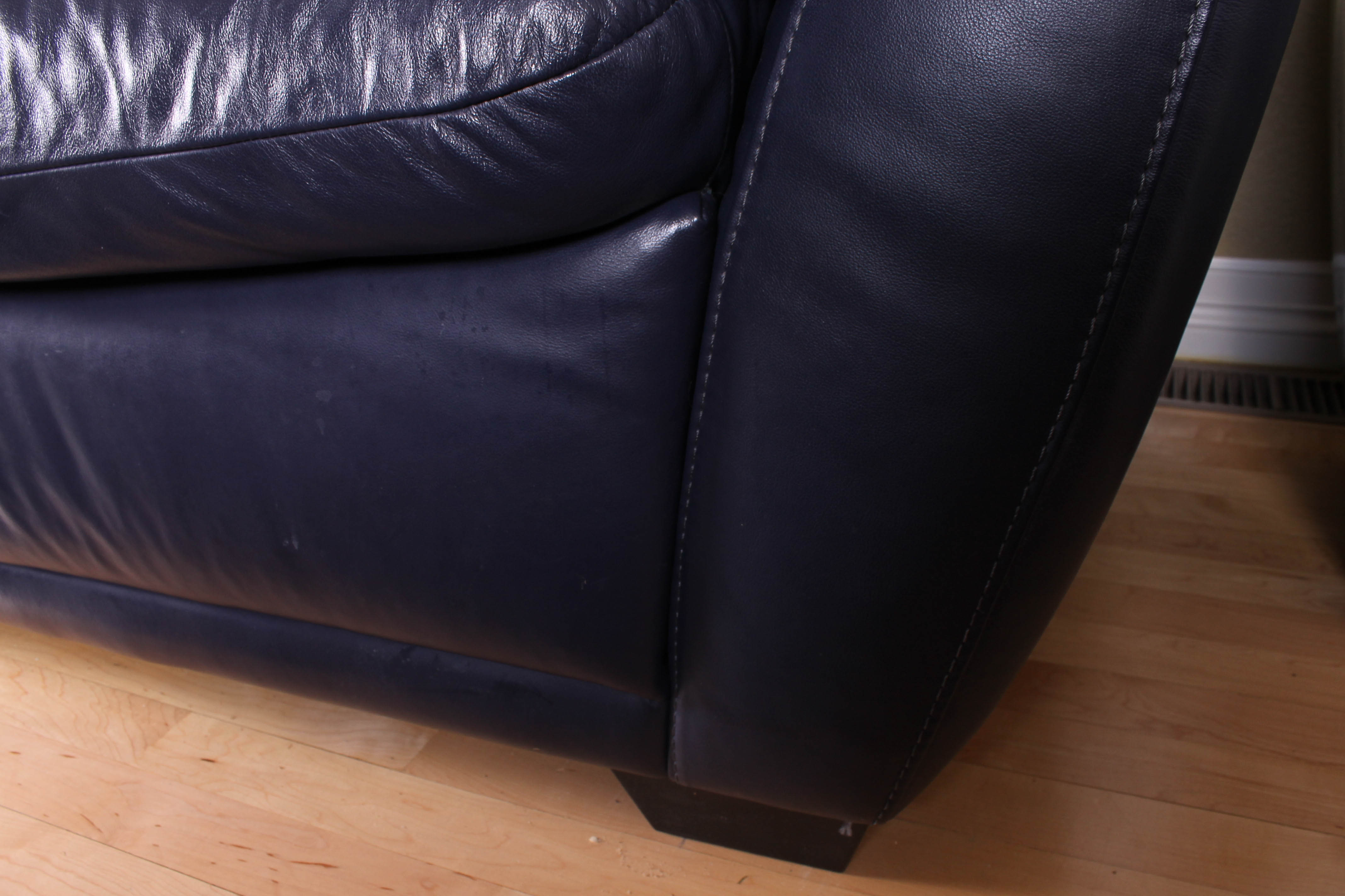 Dark Blue Faux Leather Sofa by Editions