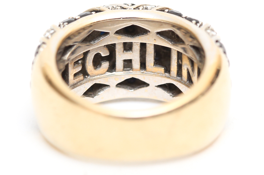 Techline 18K Gold Ring With Diamonds and Sapphires