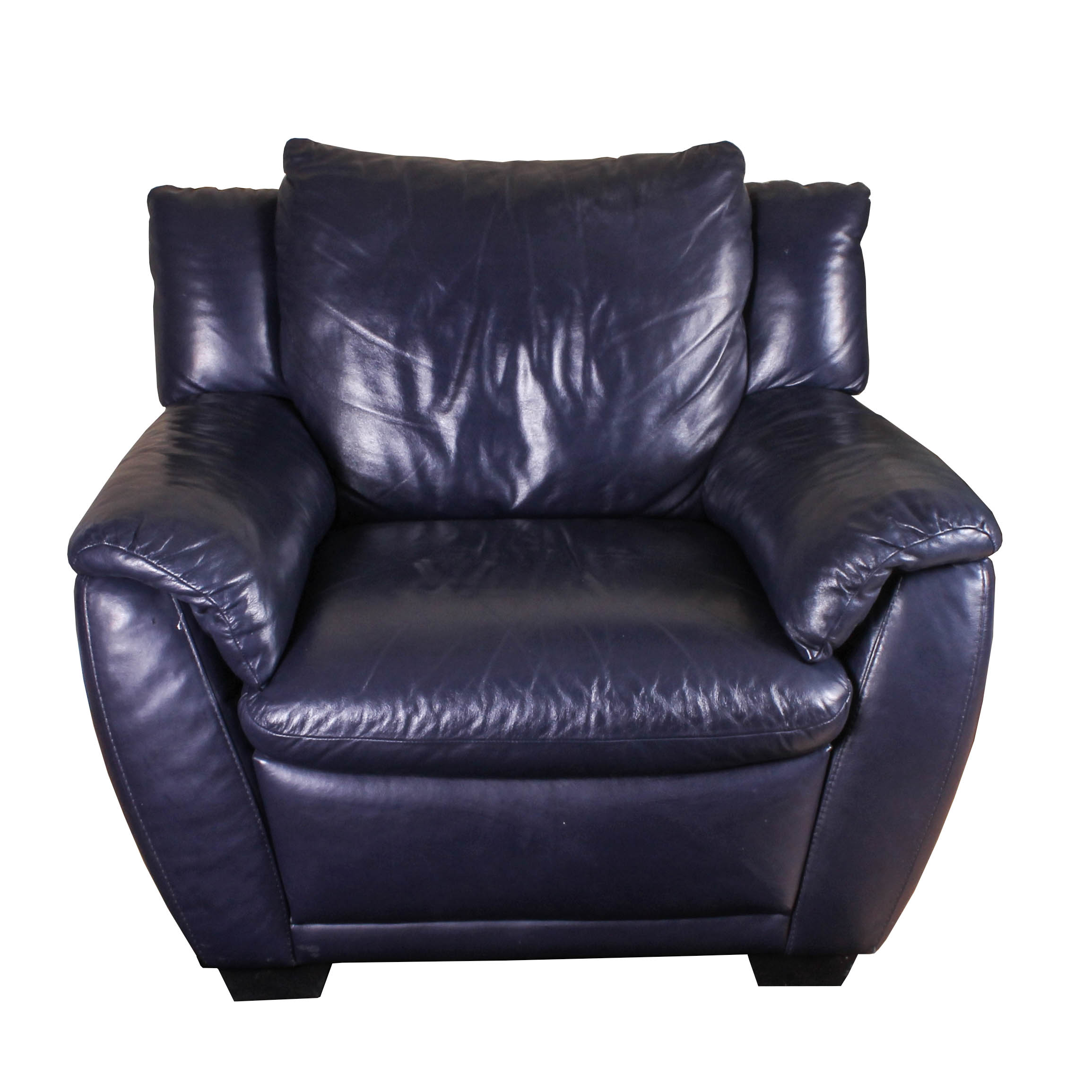 Dark Blue Faux Leather Chair