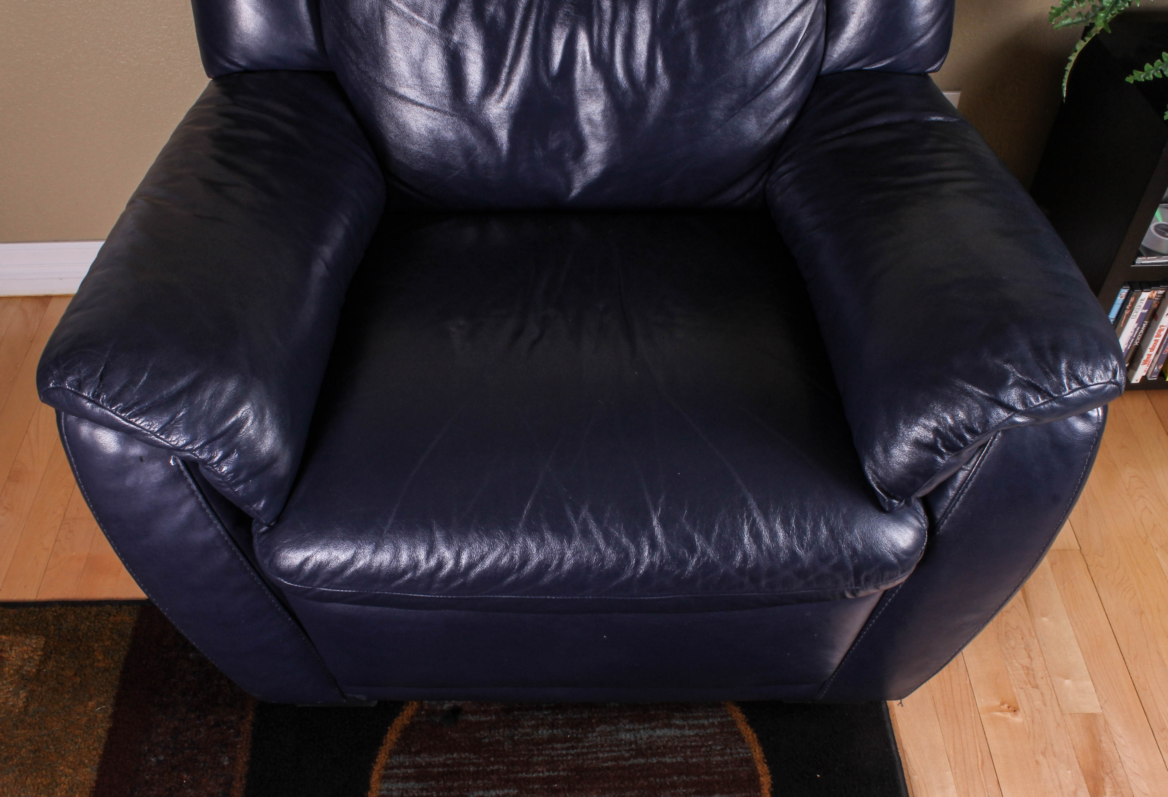 Dark Blue Faux Leather Chair