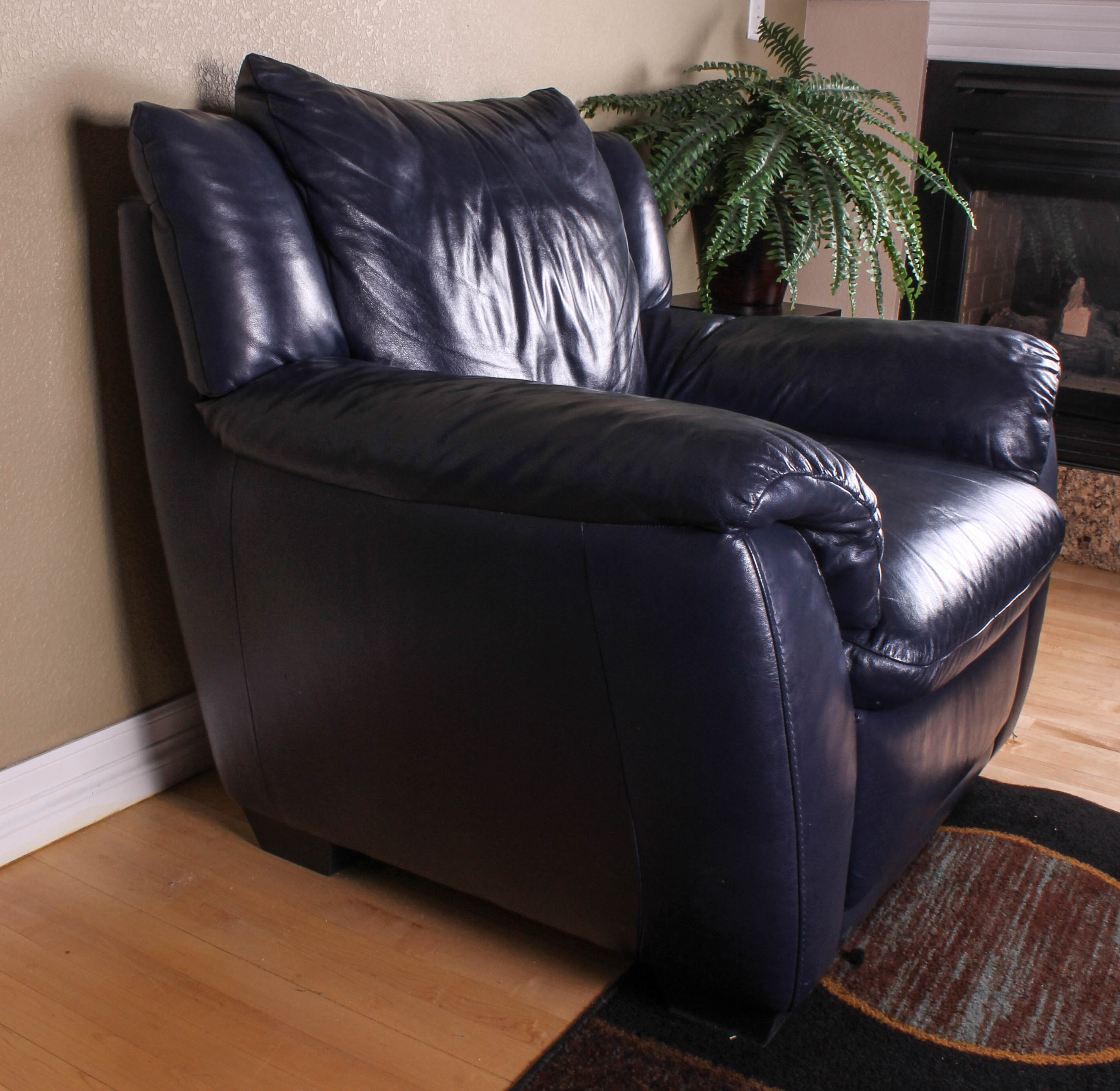 Dark Blue Faux Leather Chair