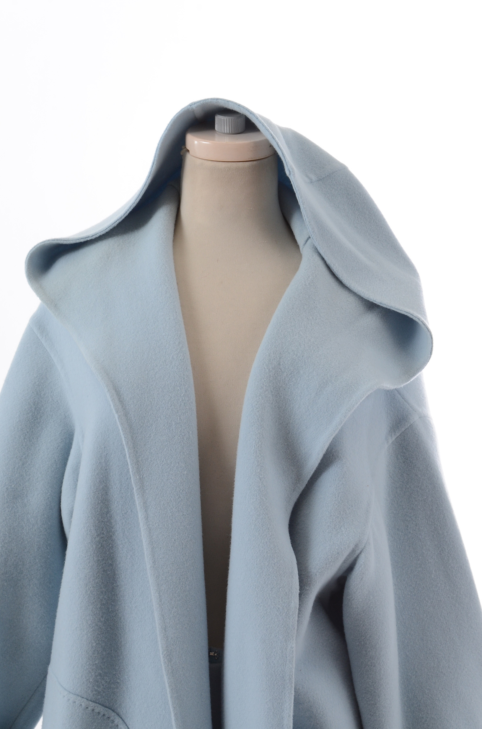 Ralph Lauren Collection Powder Blue Wool/Cashmere and Angora Blend Open Front Coat with Matching 100% Cashmere Pants