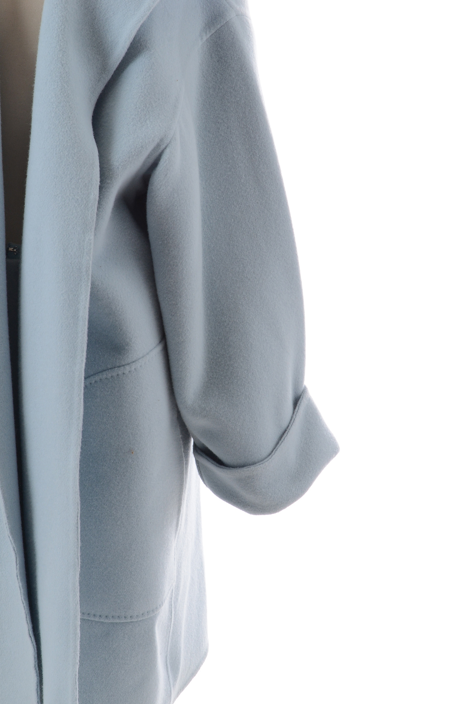 Ralph Lauren Collection Powder Blue Wool/Cashmere and Angora Blend Open Front Coat with Matching 100% Cashmere Pants