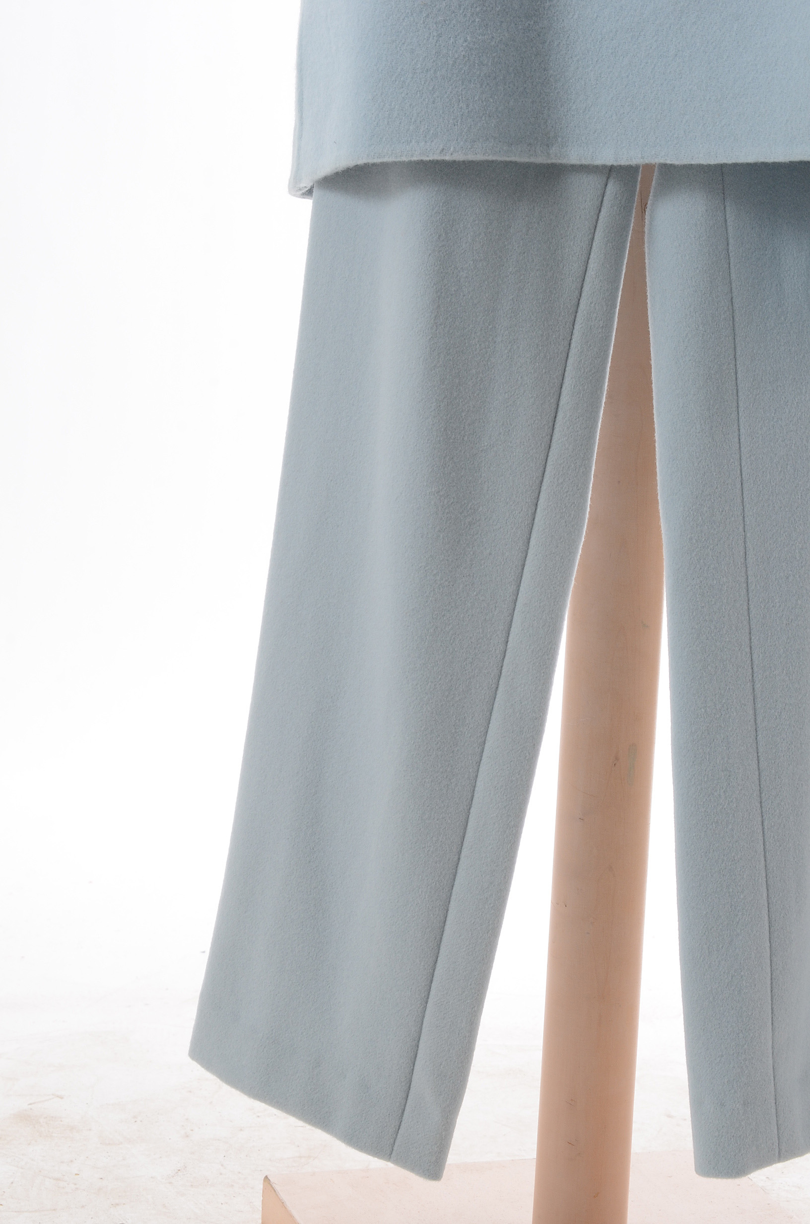 Ralph Lauren Collection Powder Blue Wool/Cashmere and Angora Blend Open Front Coat with Matching 100% Cashmere Pants