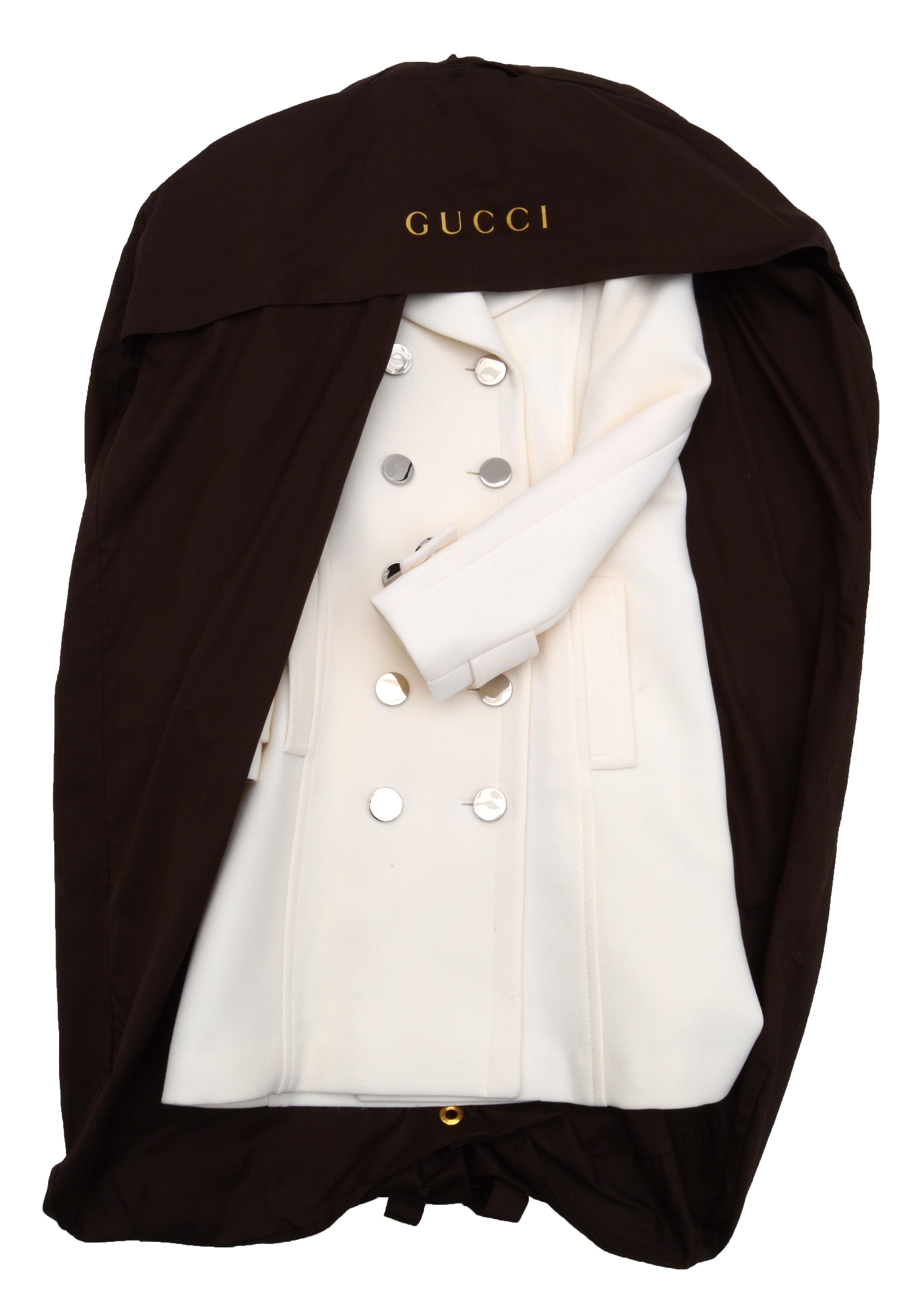 Gucci Ivory Wool Double-Breasted Coat