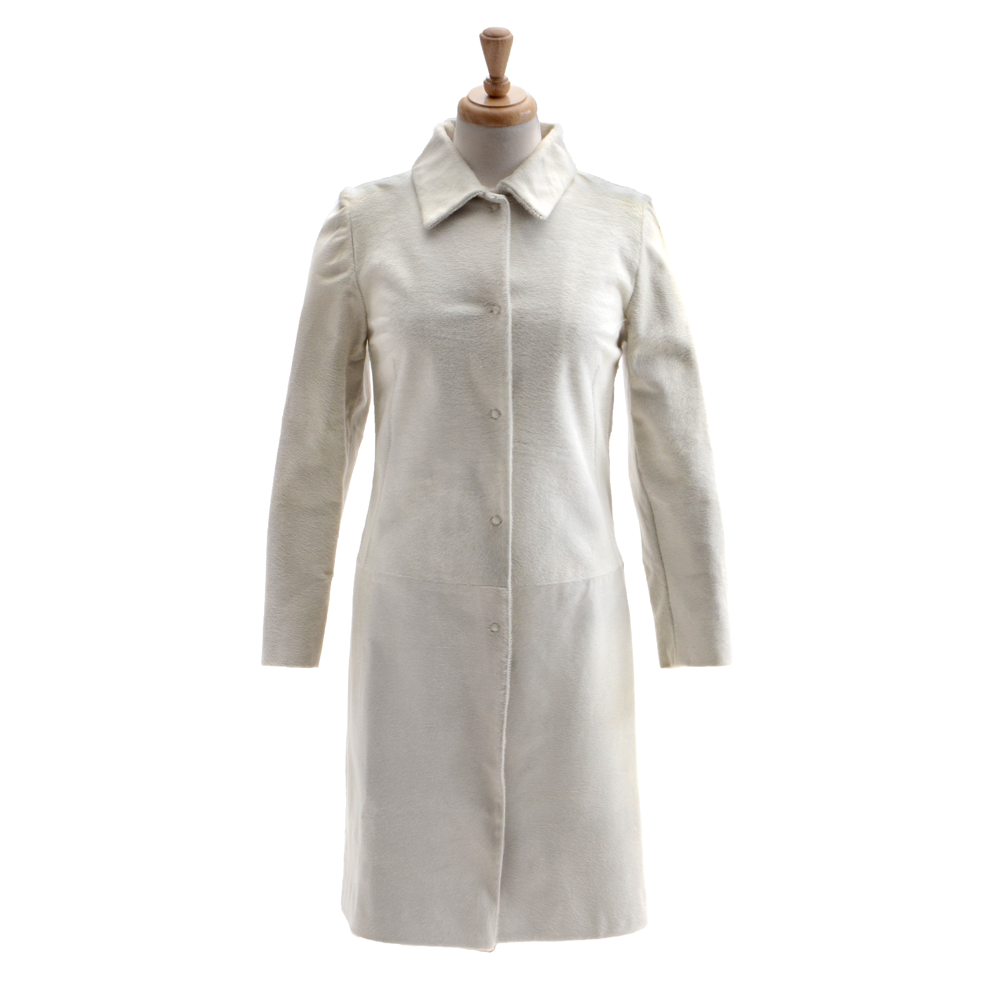 Dolce & Gabbana White Pony Skin Leather and Leopard Print Coat