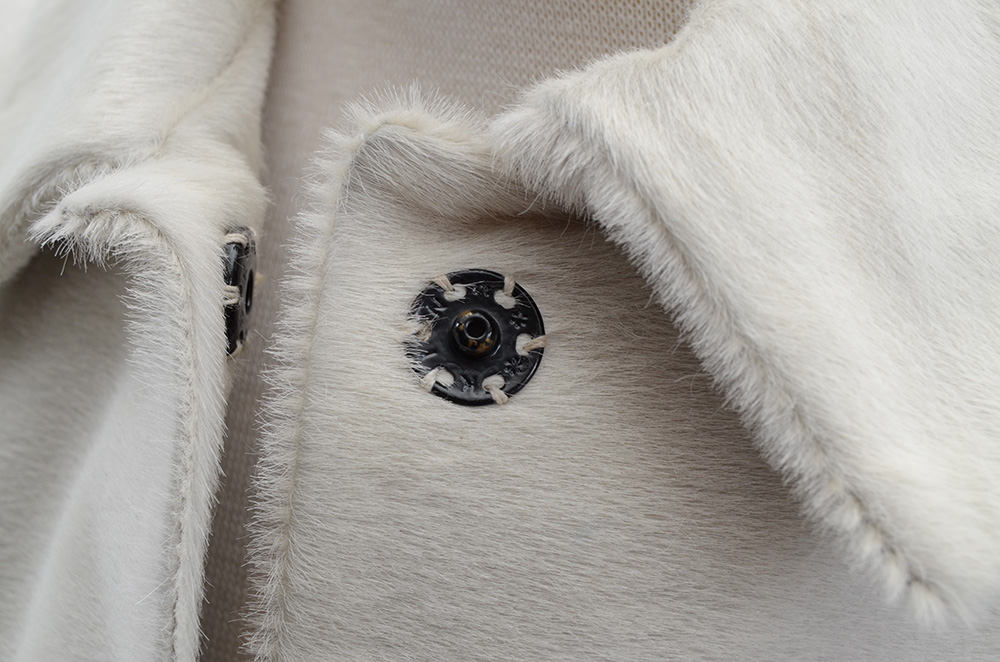 Dolce & Gabbana White Pony Skin Leather and Leopard Print Coat