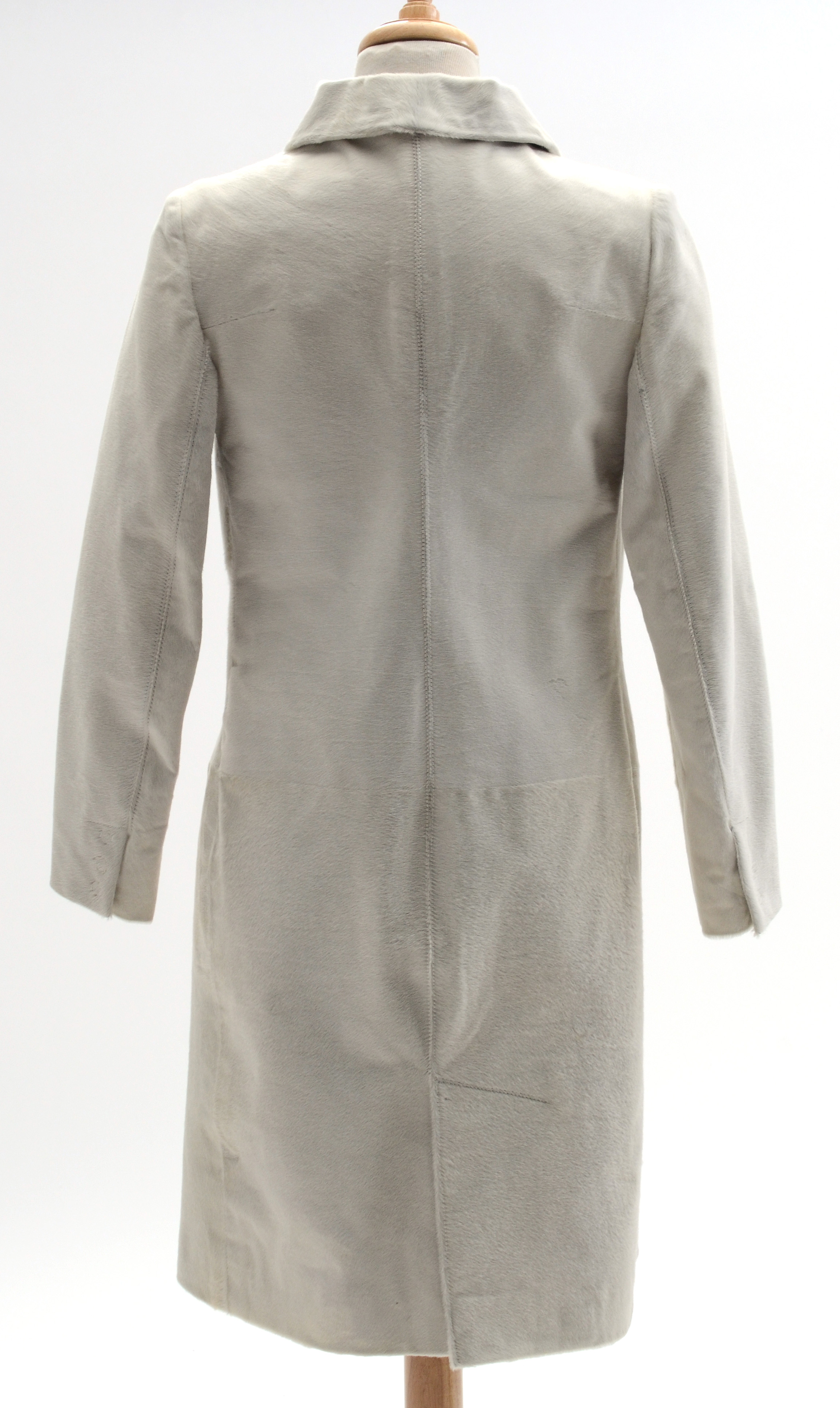 Dolce & Gabbana White Pony Skin Leather and Leopard Print Coat