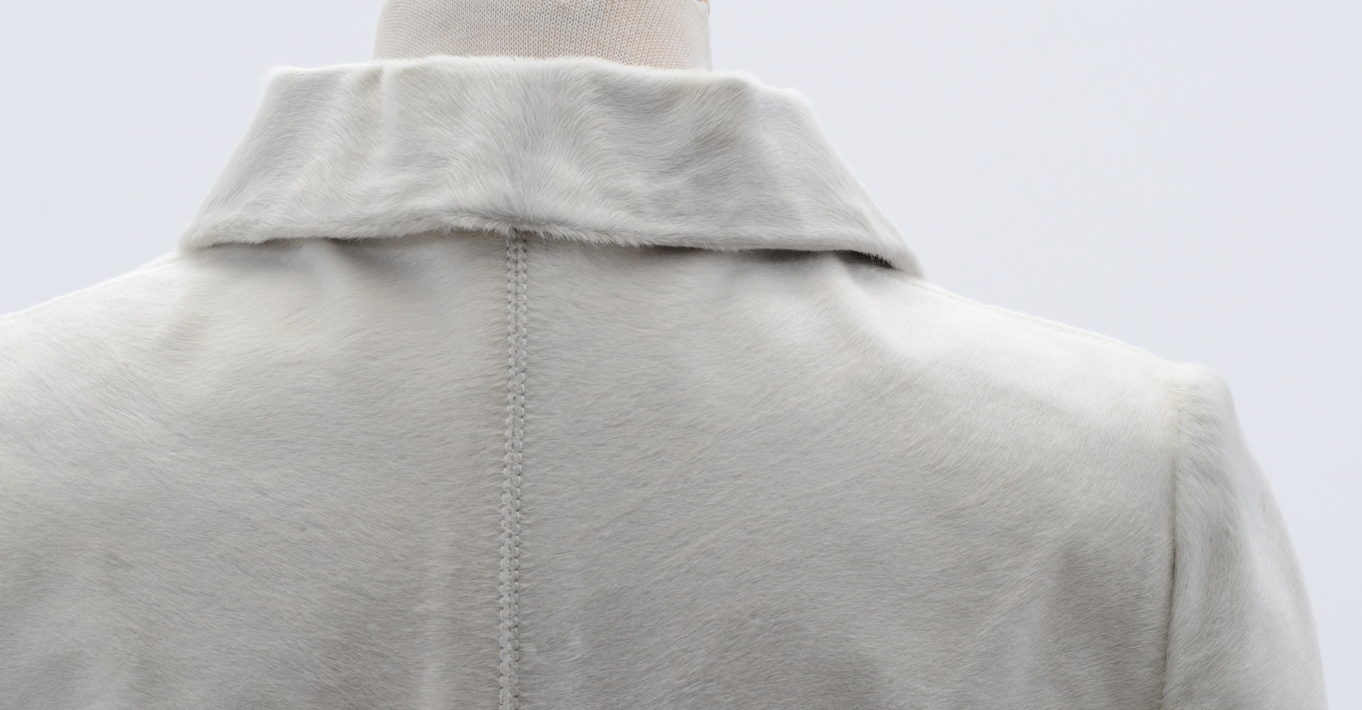 Dolce & Gabbana White Pony Skin Leather and Leopard Print Coat