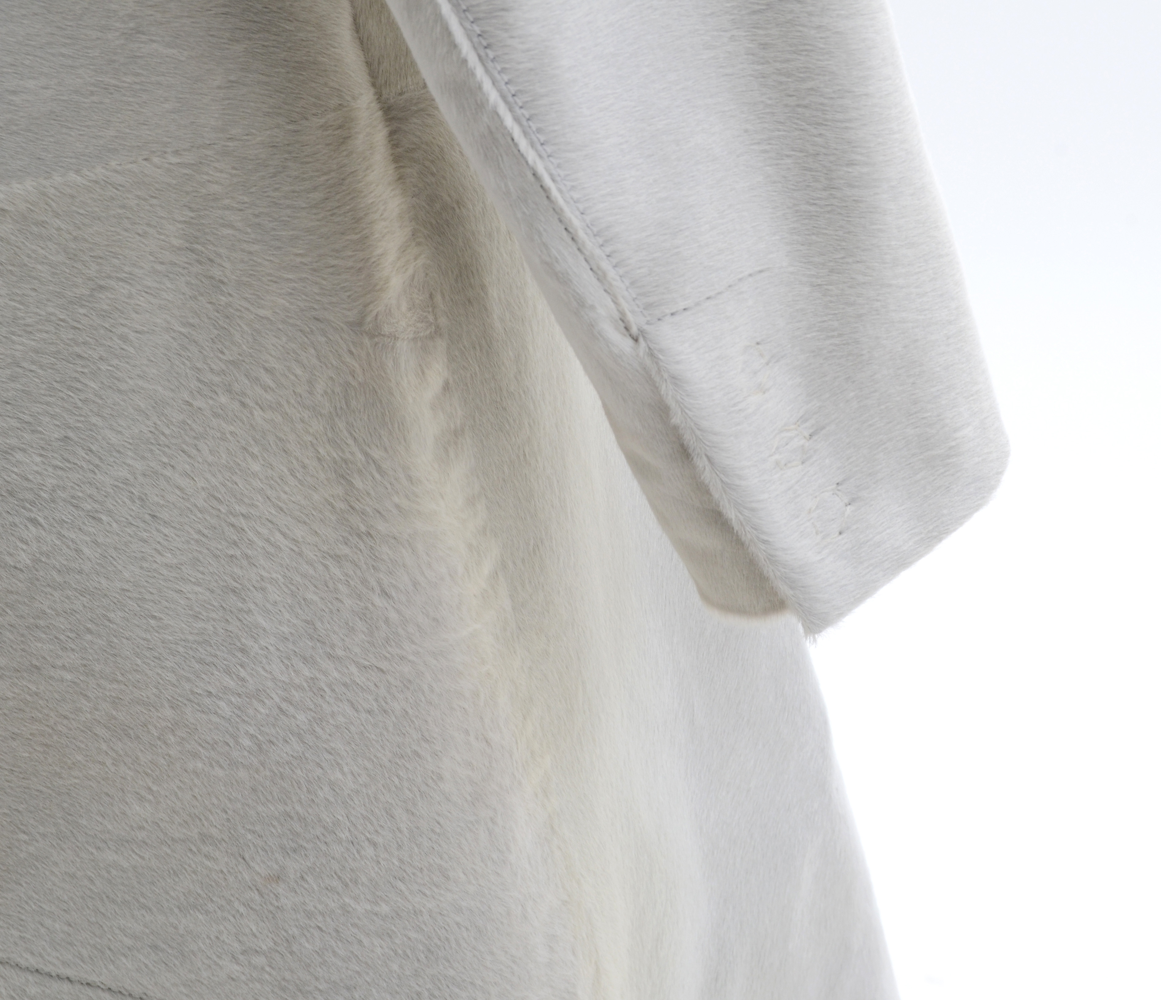 Dolce & Gabbana White Pony Skin Leather and Leopard Print Coat